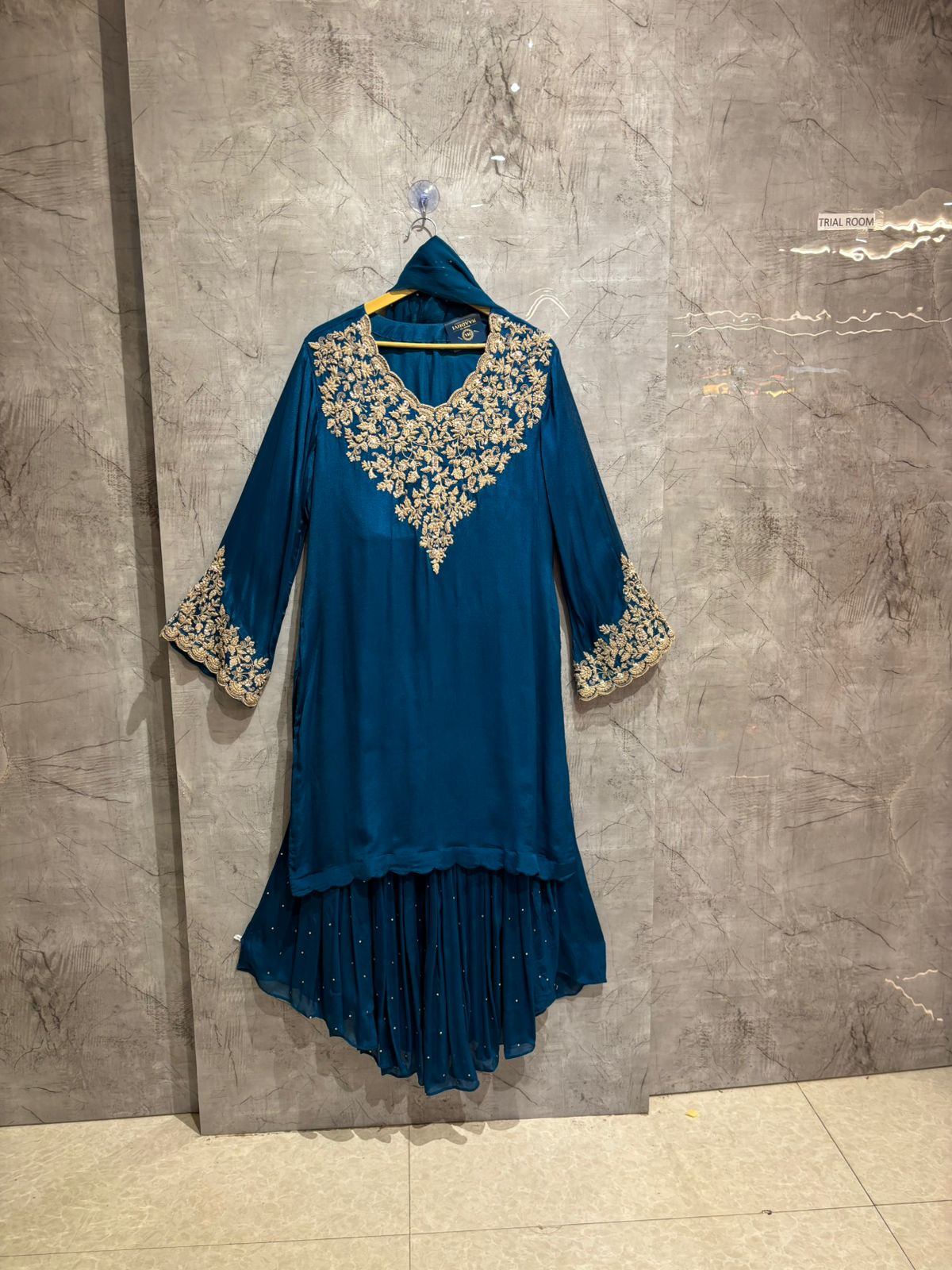 "Avani" Peacock Blue Designer Sharara party Kurtha set