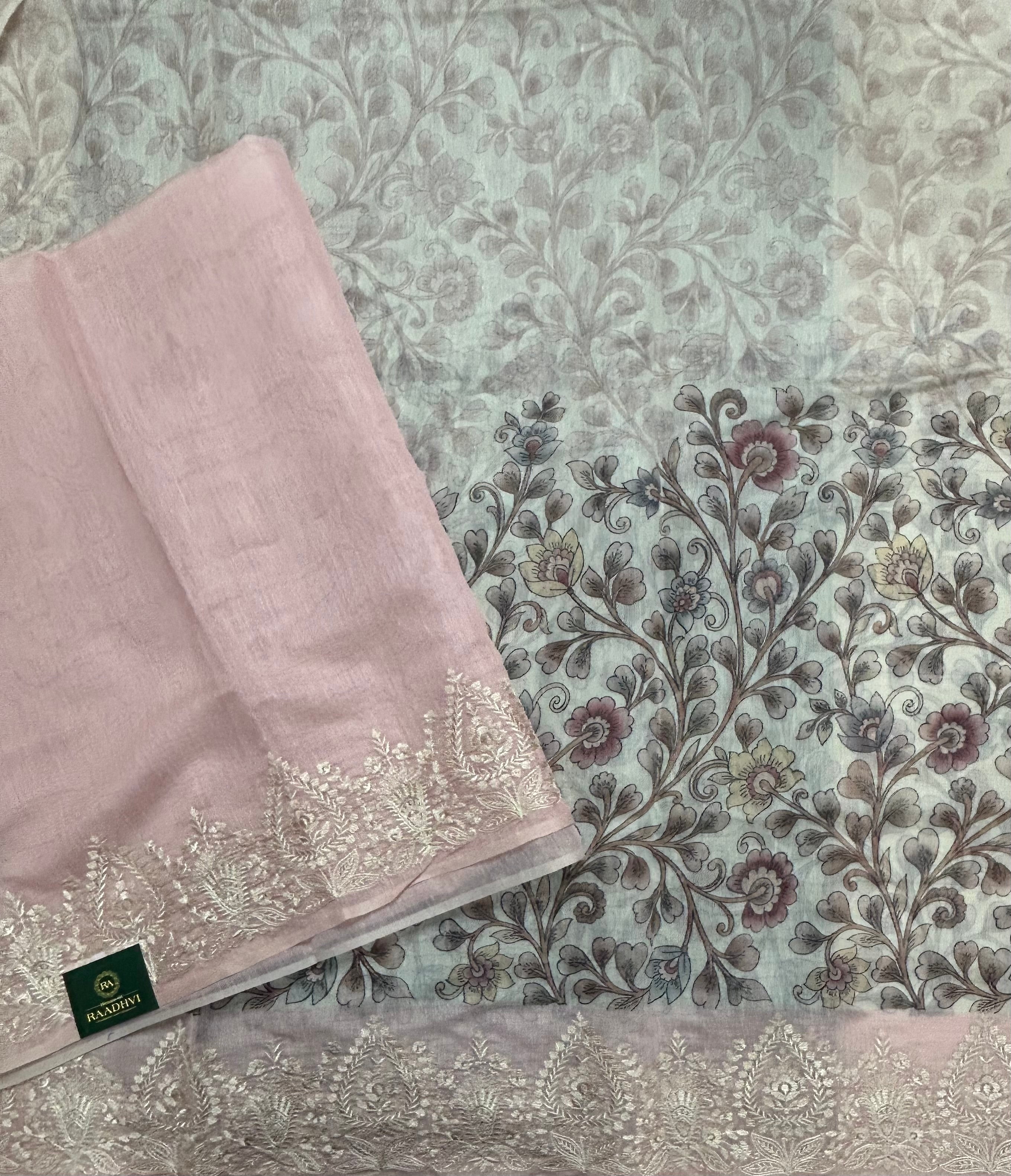 Cream digital print Kota checks 104 saree
