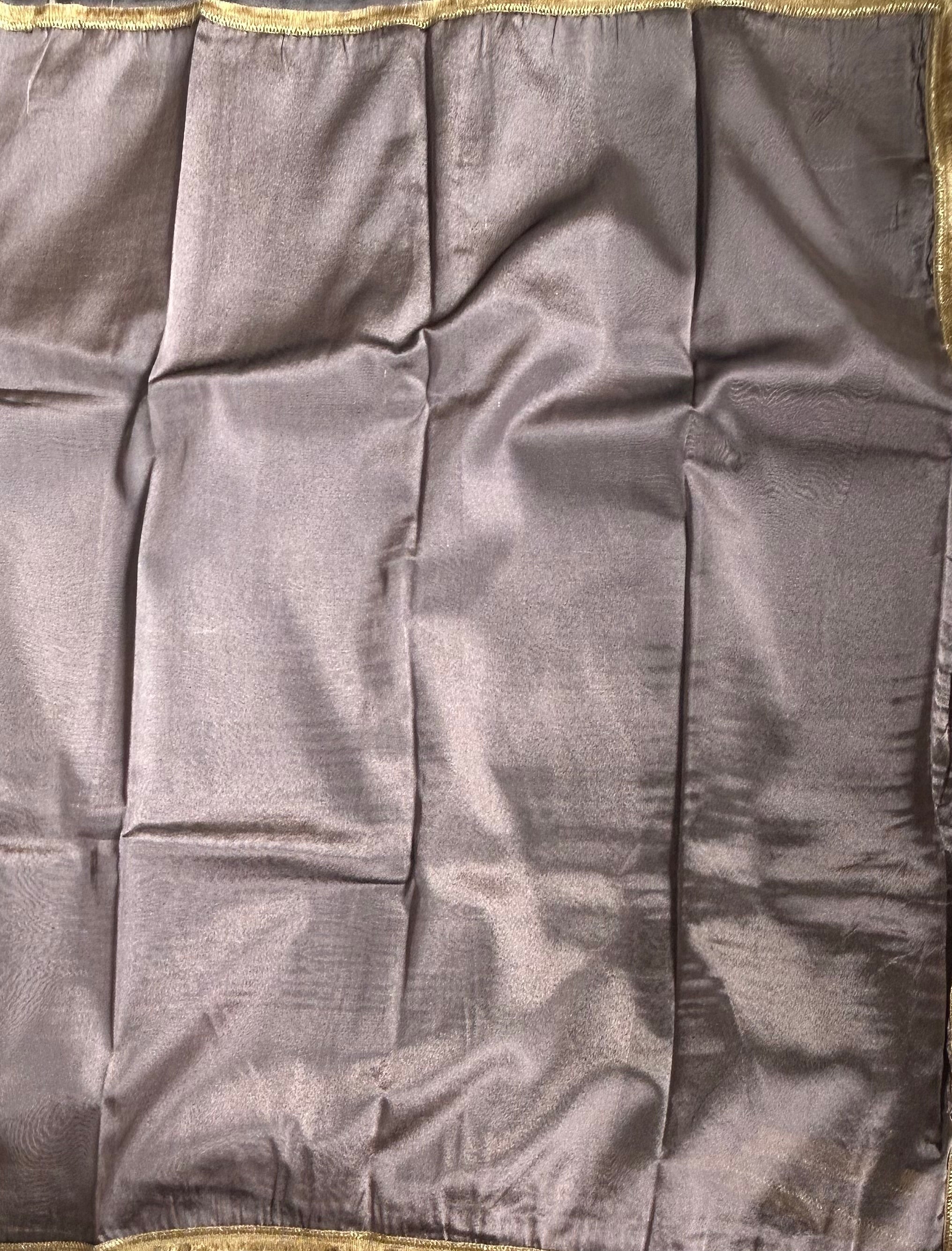 Pastel brown small border semi tissue saree