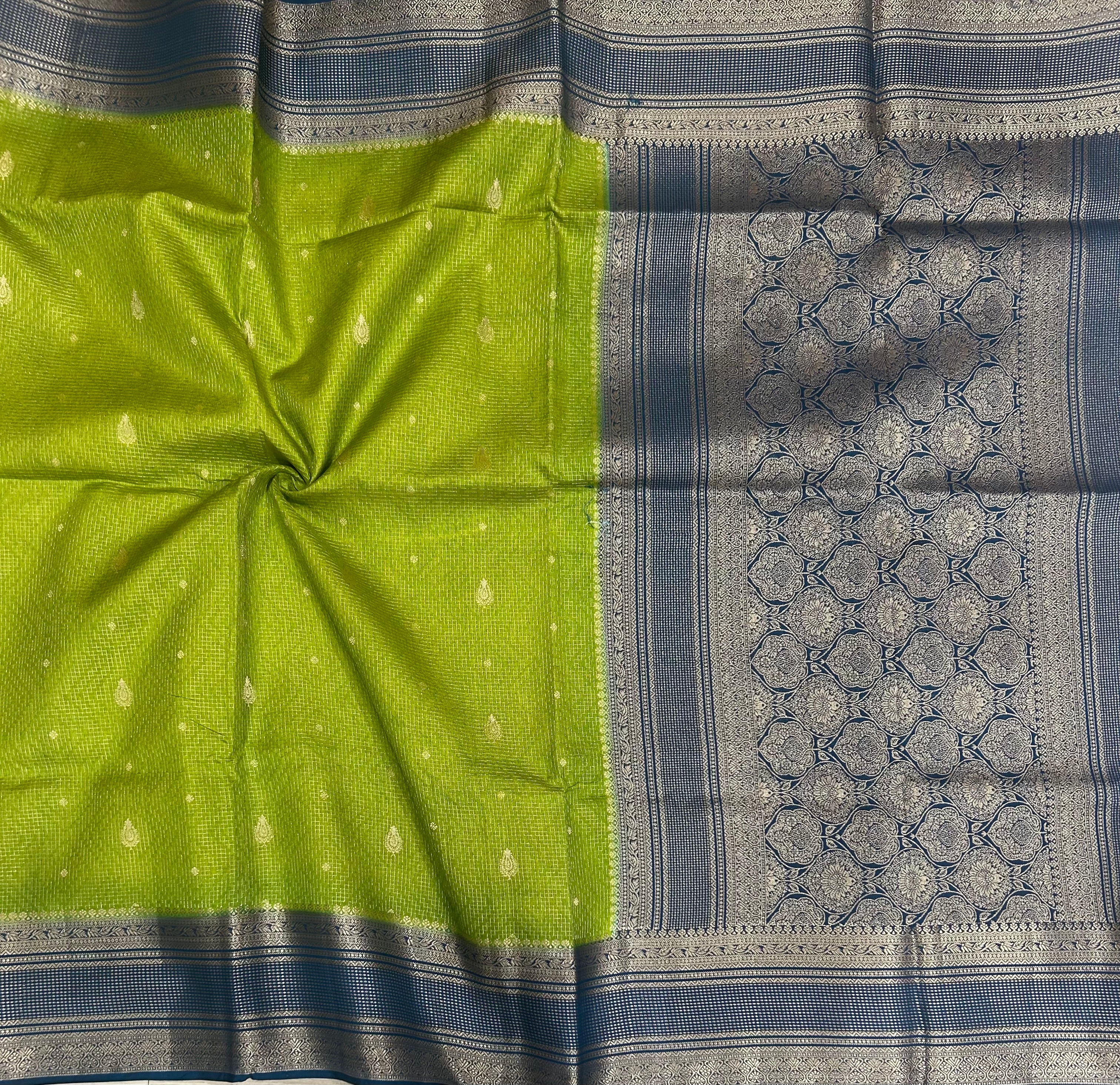 Light greencontrast dola checks 103 saree
