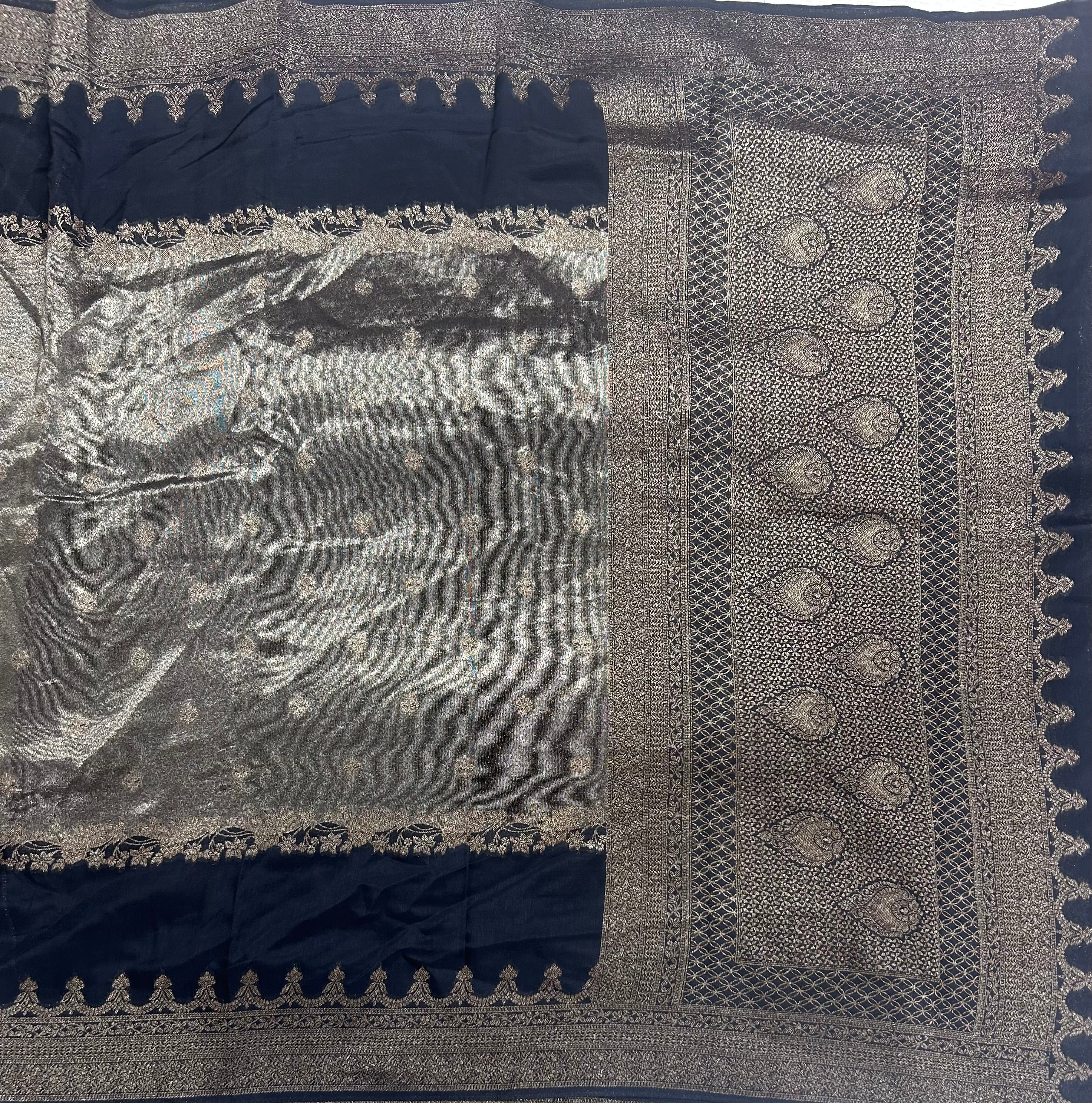 Black brocade tussar crepe 106 silk saree