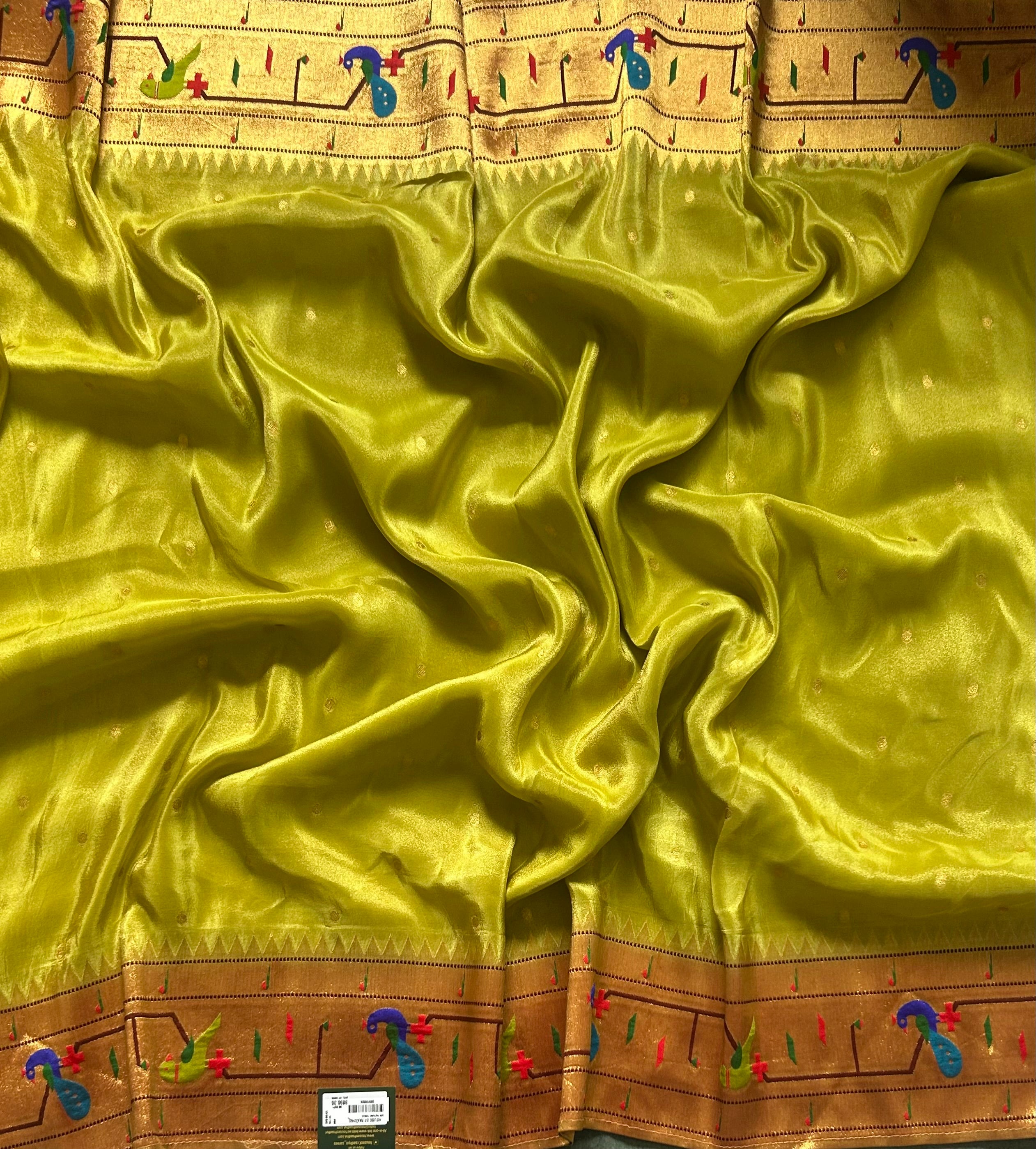 Light green small Butta tissue Paithani border 104 saree