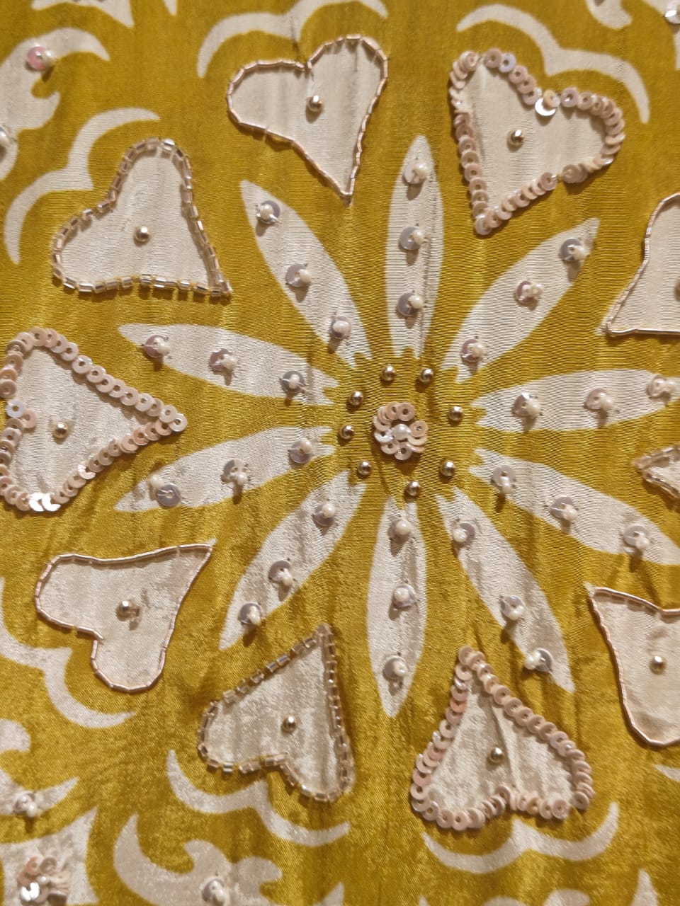 Musturd Yellow Digital Print Handwork Crepe Kurtha 533