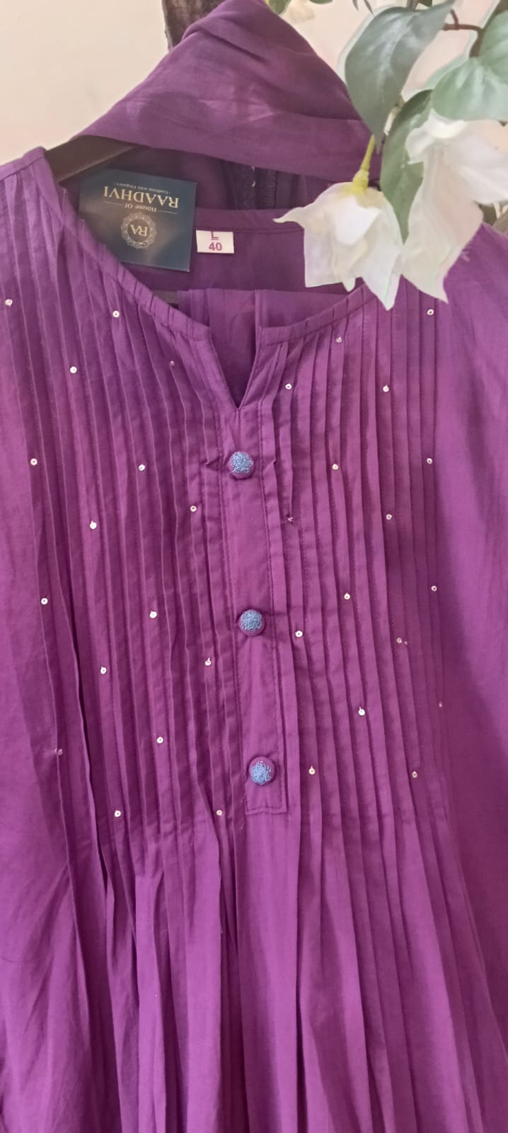 Purple Mul Cotton Anarkali Kurtha 347