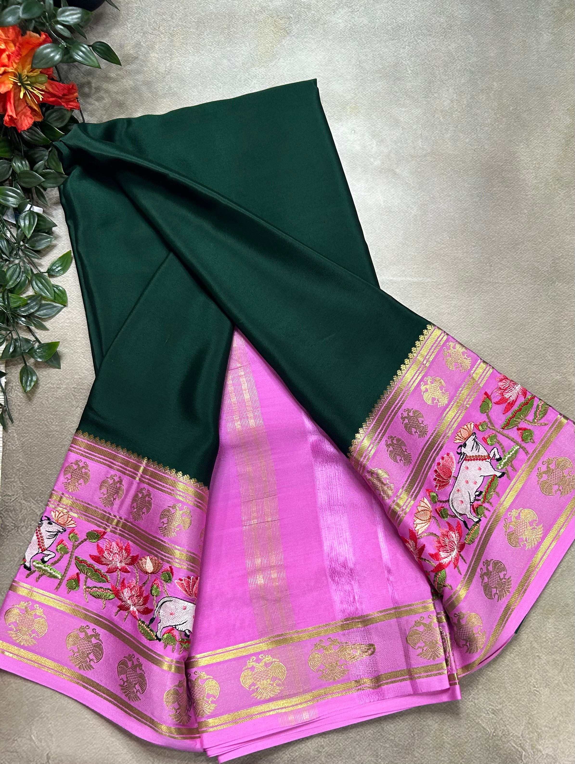 2D embroidery pure mysore silk-105 saree