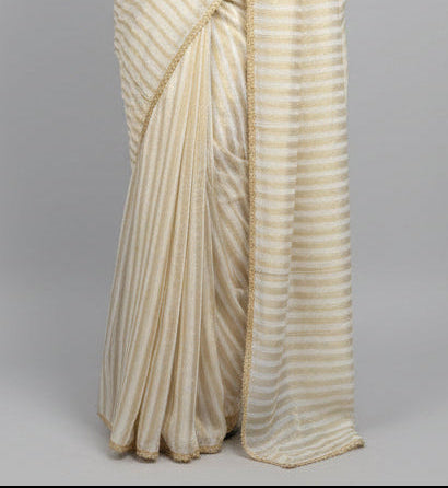 Cream tissue stripes 12 saree