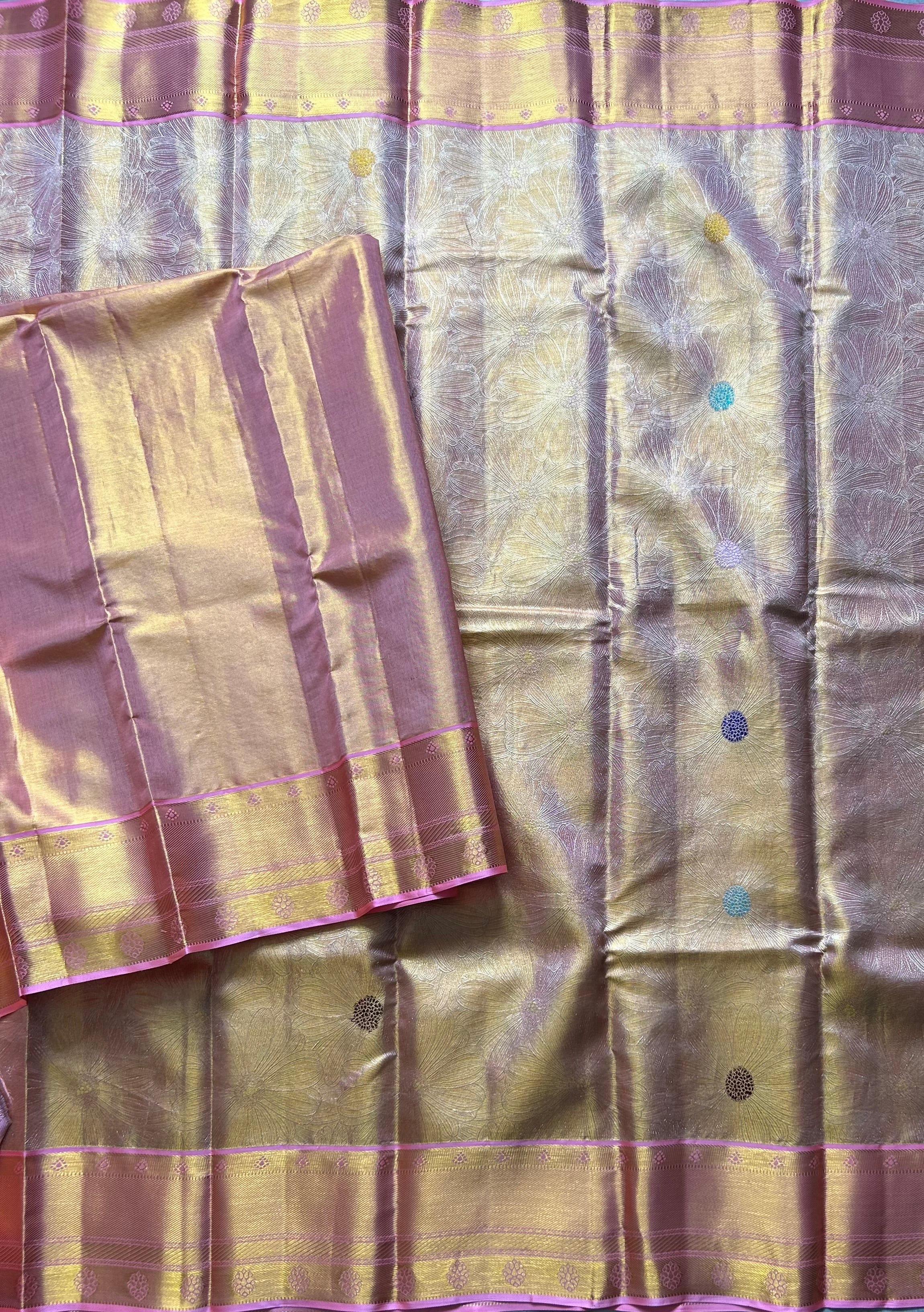 Pastel pink brocade pure Kanchipuram silk-103 saree