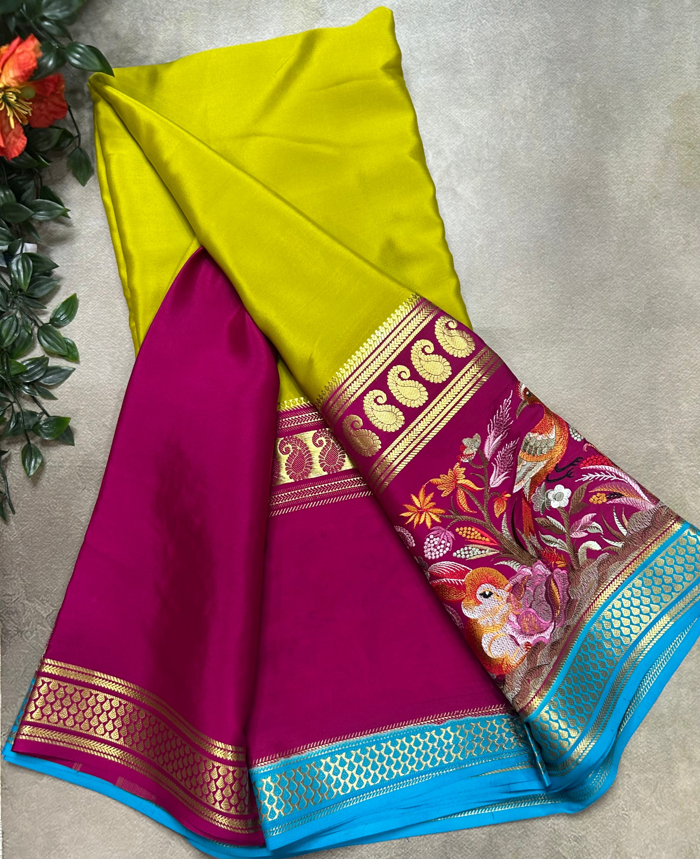 3D embroidery pure mysore silk-105 saree