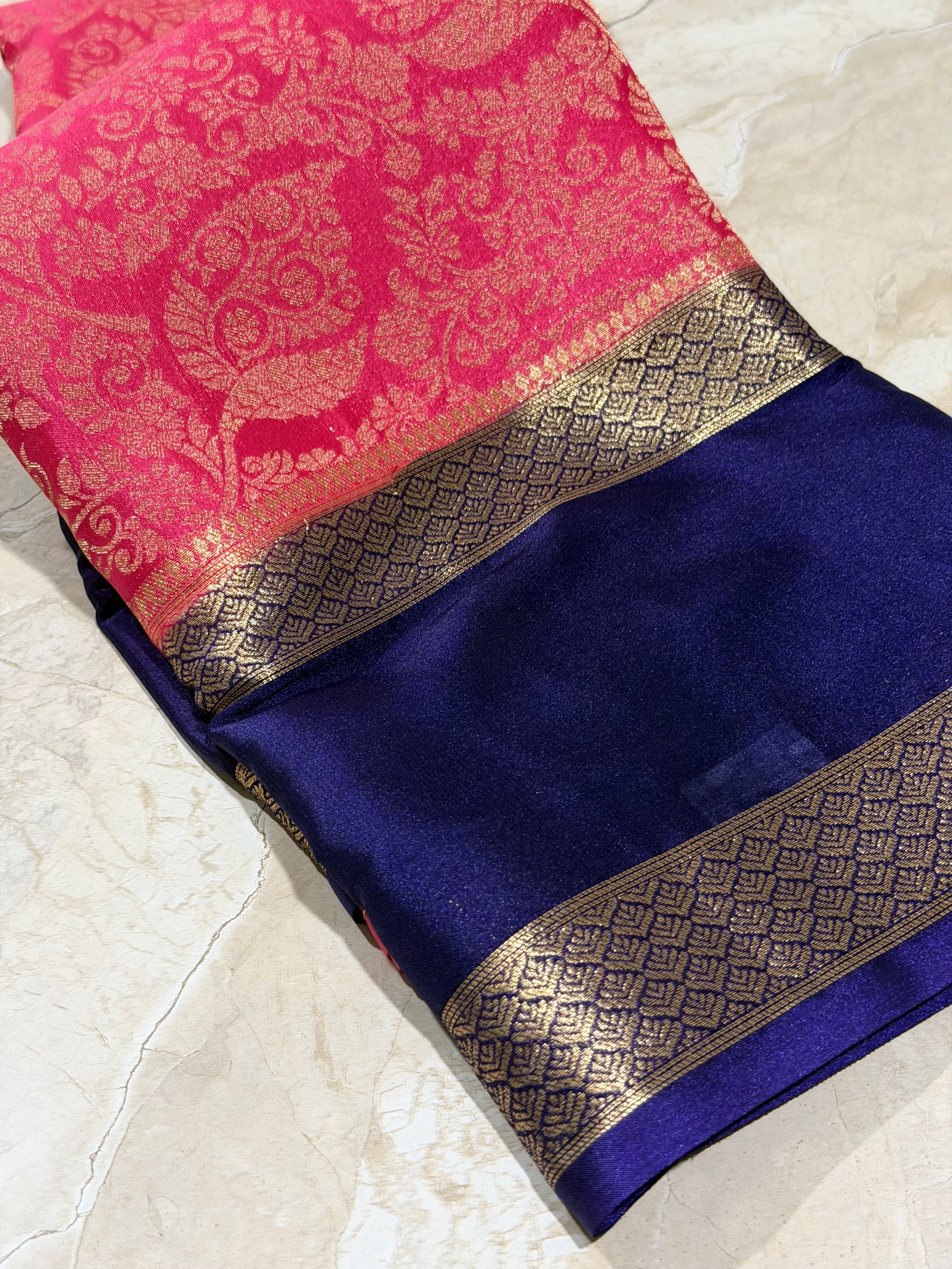 Pink Brocade Semi Mysore Silk Saree 108 (Copy 5)