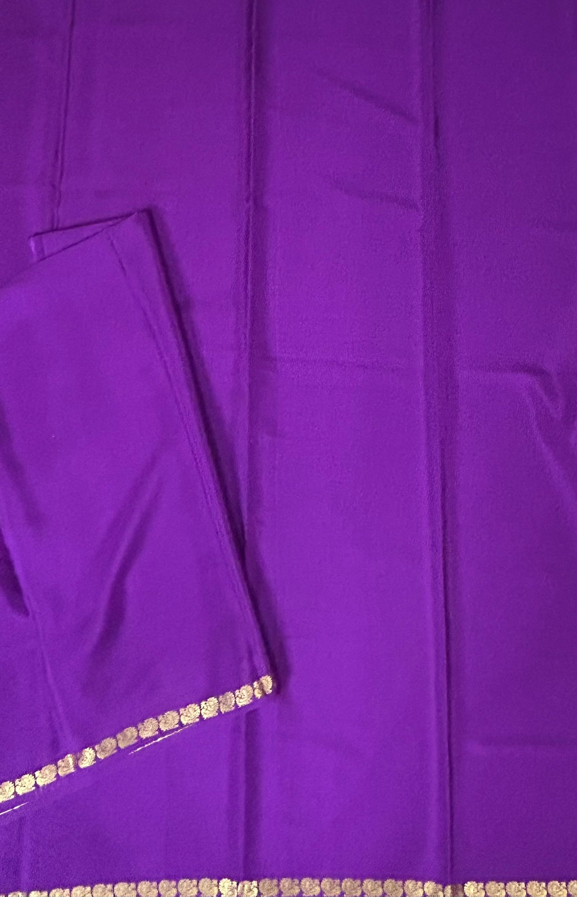 Purple-2 plain one inch pure mysore silk-12 saree