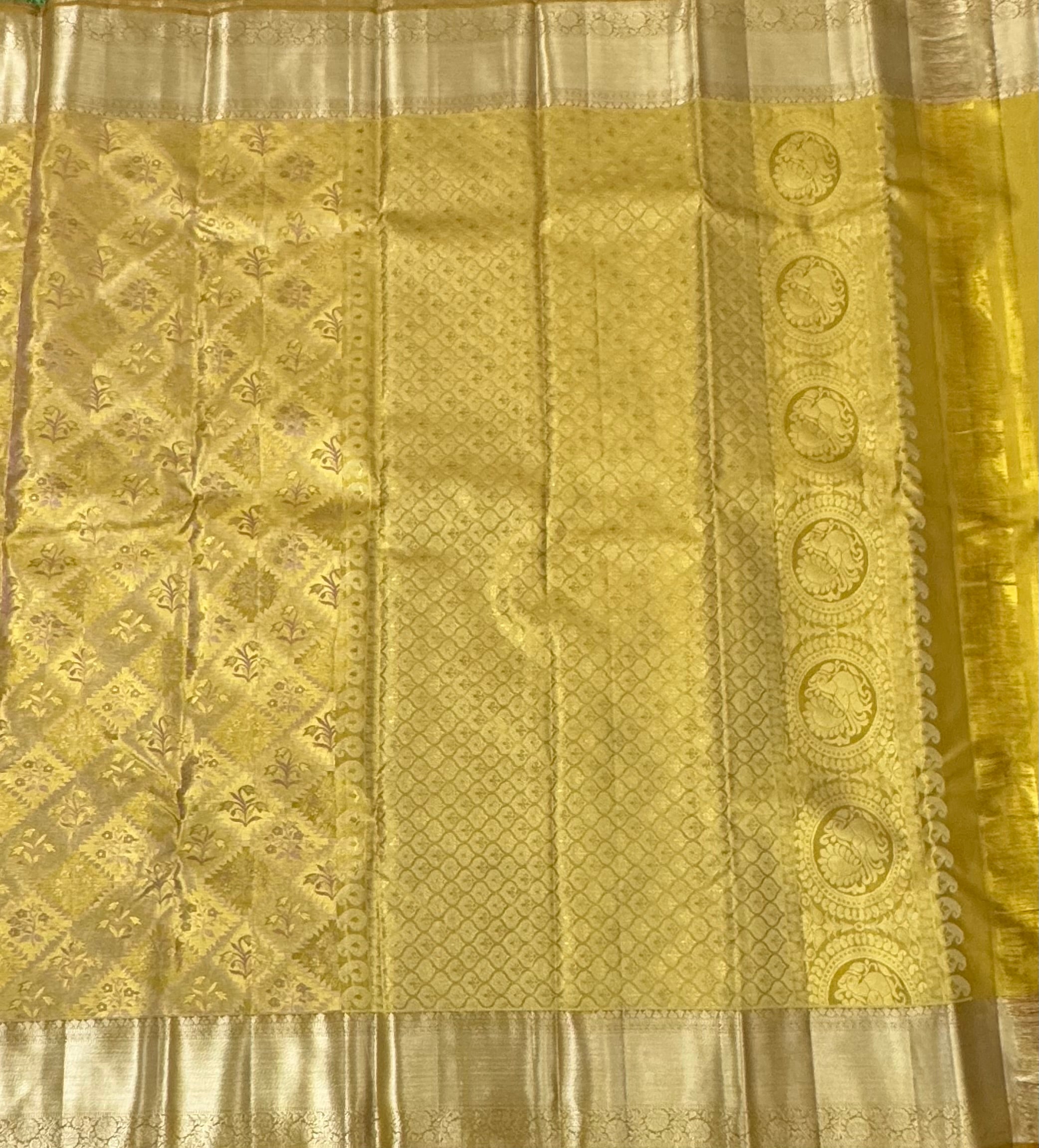 Beige brocade pure kanchipuram silk saree