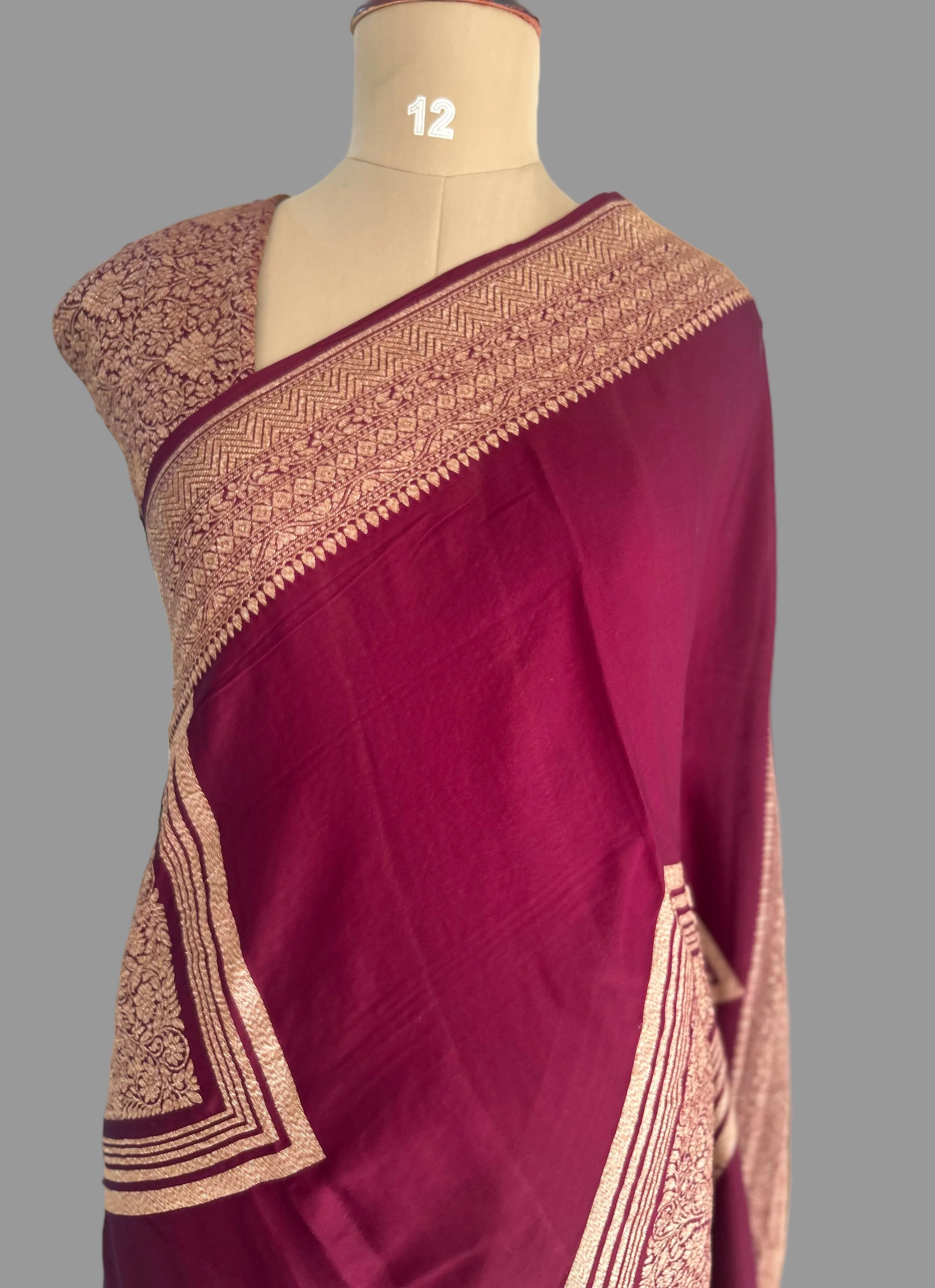 Pink abstract butta pure benarasi crepe 105 saree