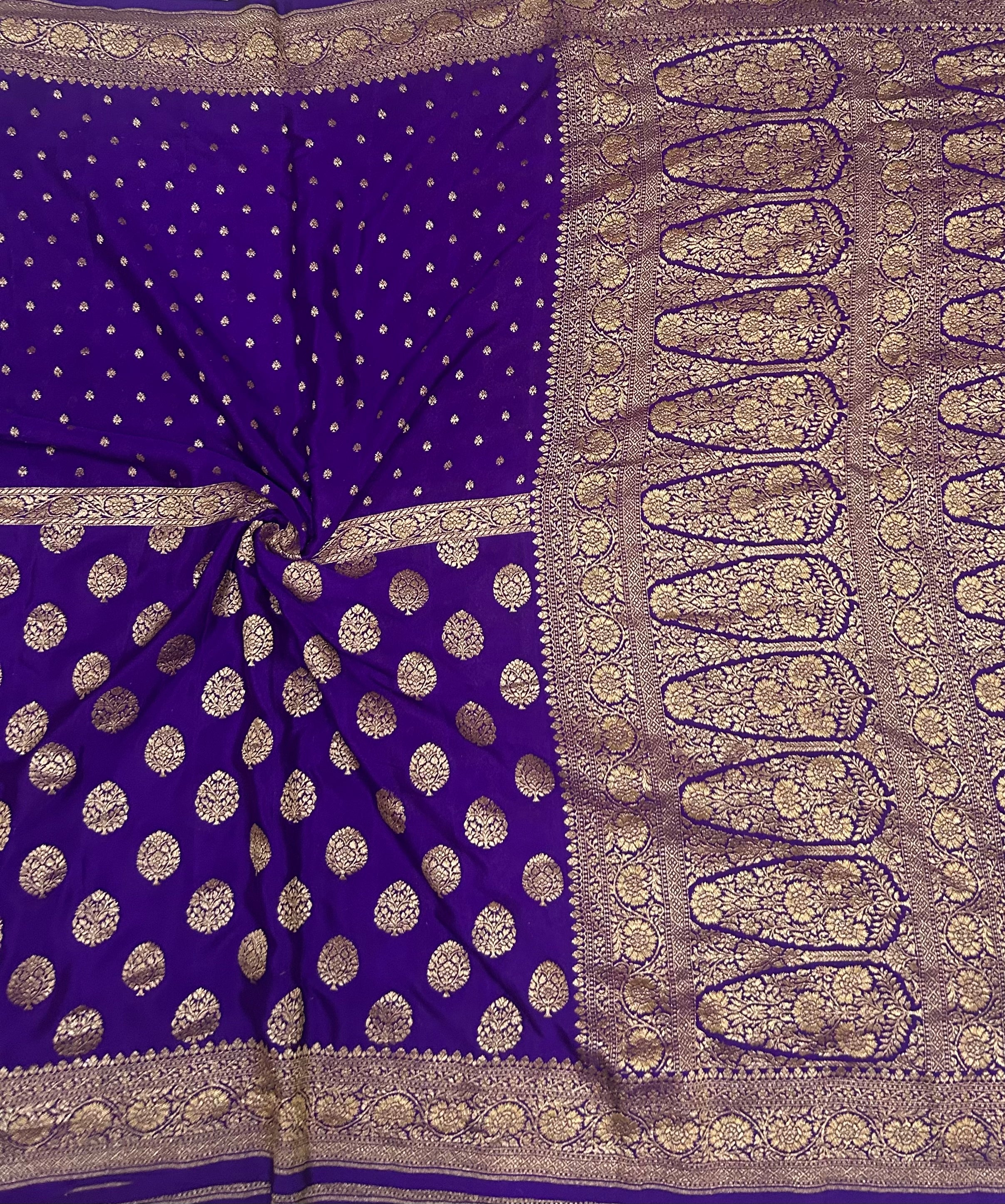 Purple small n big butta pure benarasi crepe 103 saree