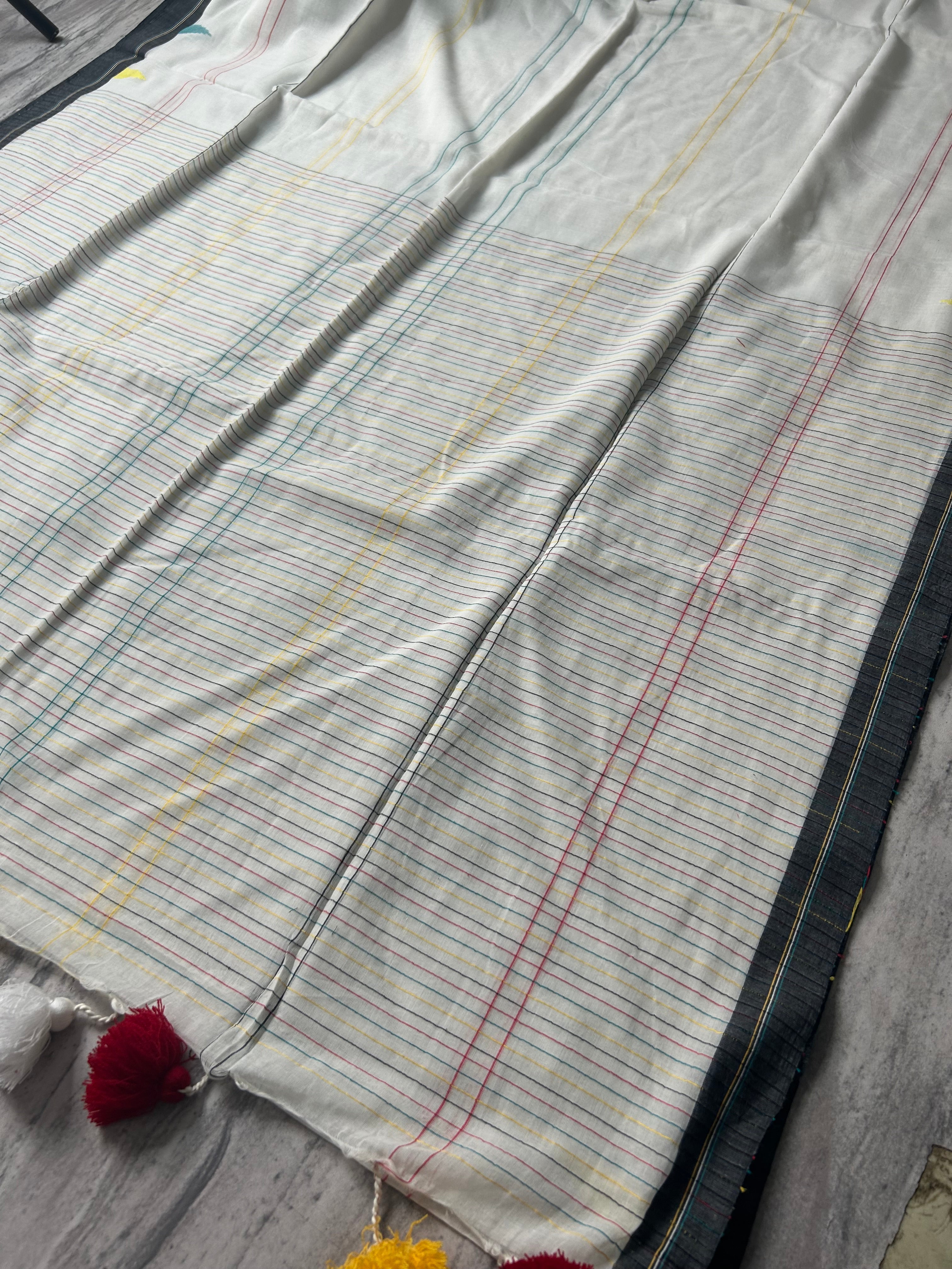 White pure cotton 103 jamdani saree