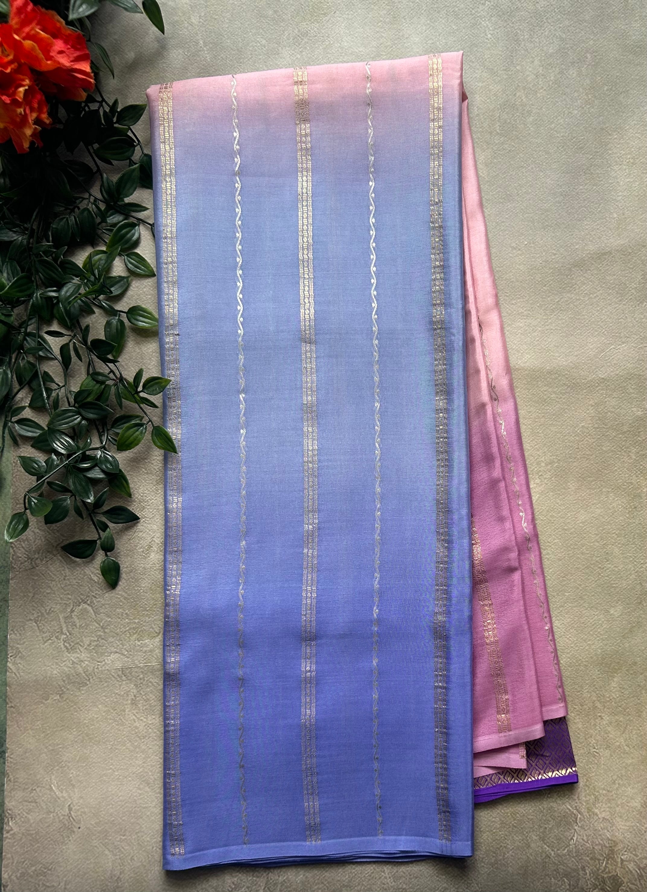 Rankart-103 borderless pure mysore crepe silk saree