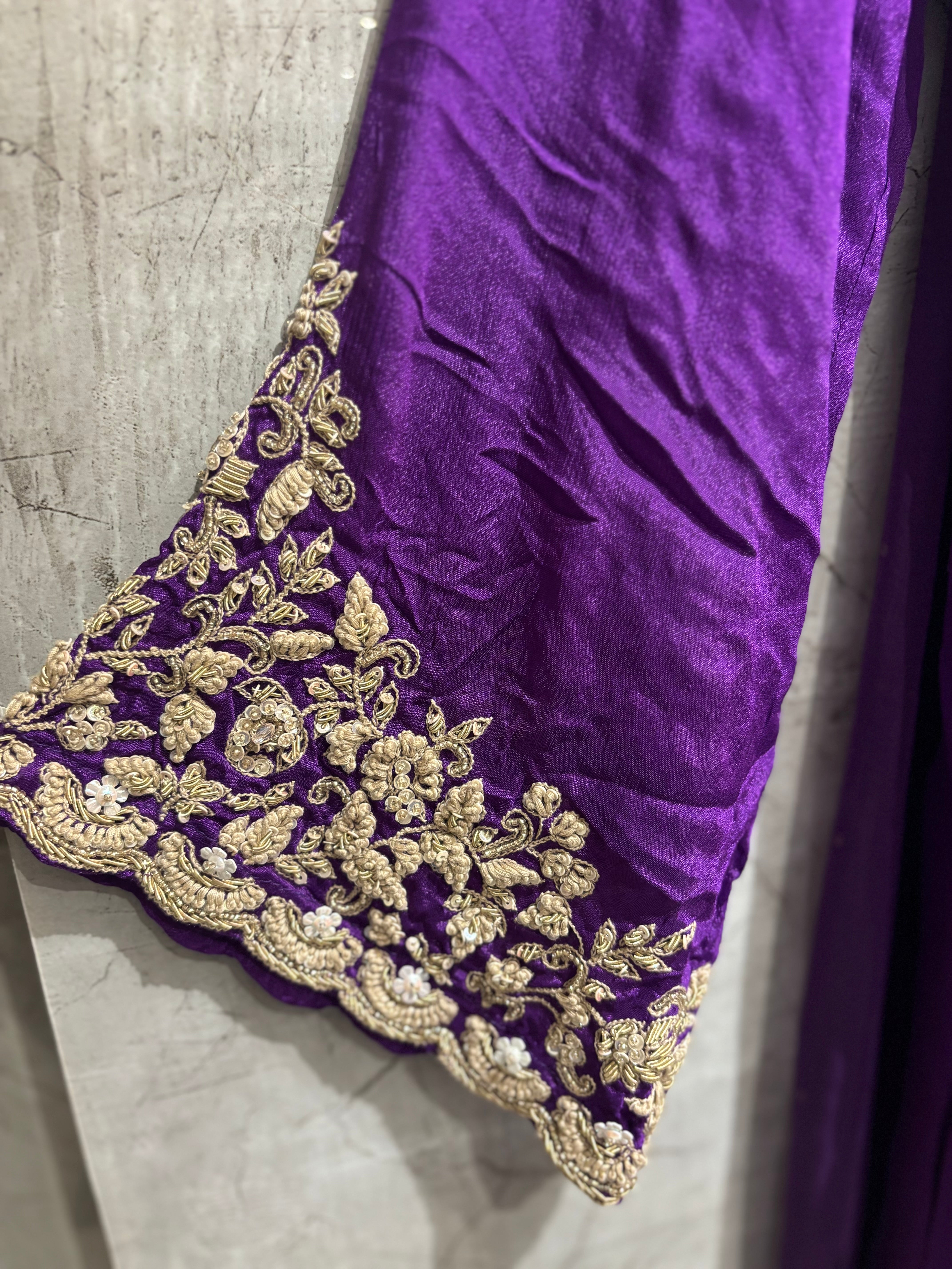 Purple Desinger Sharara party Kurtha set