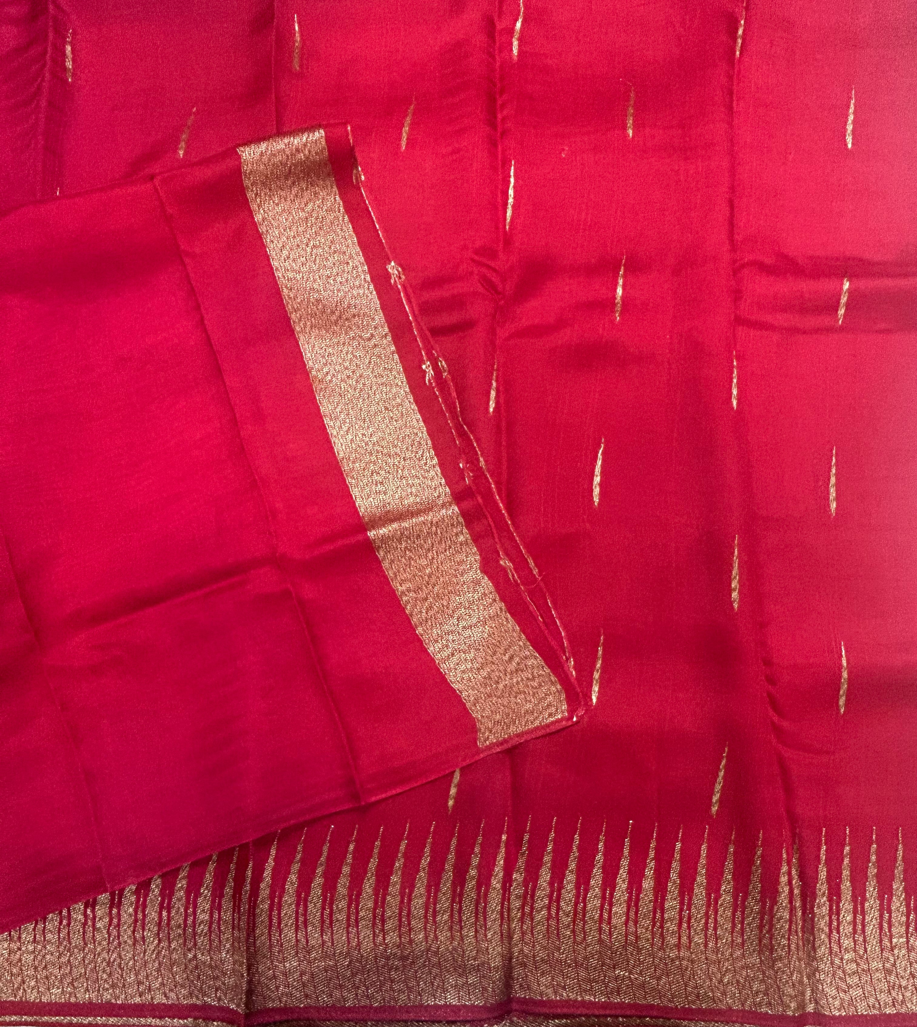 Red temple border tussar crepe 106 silk saree