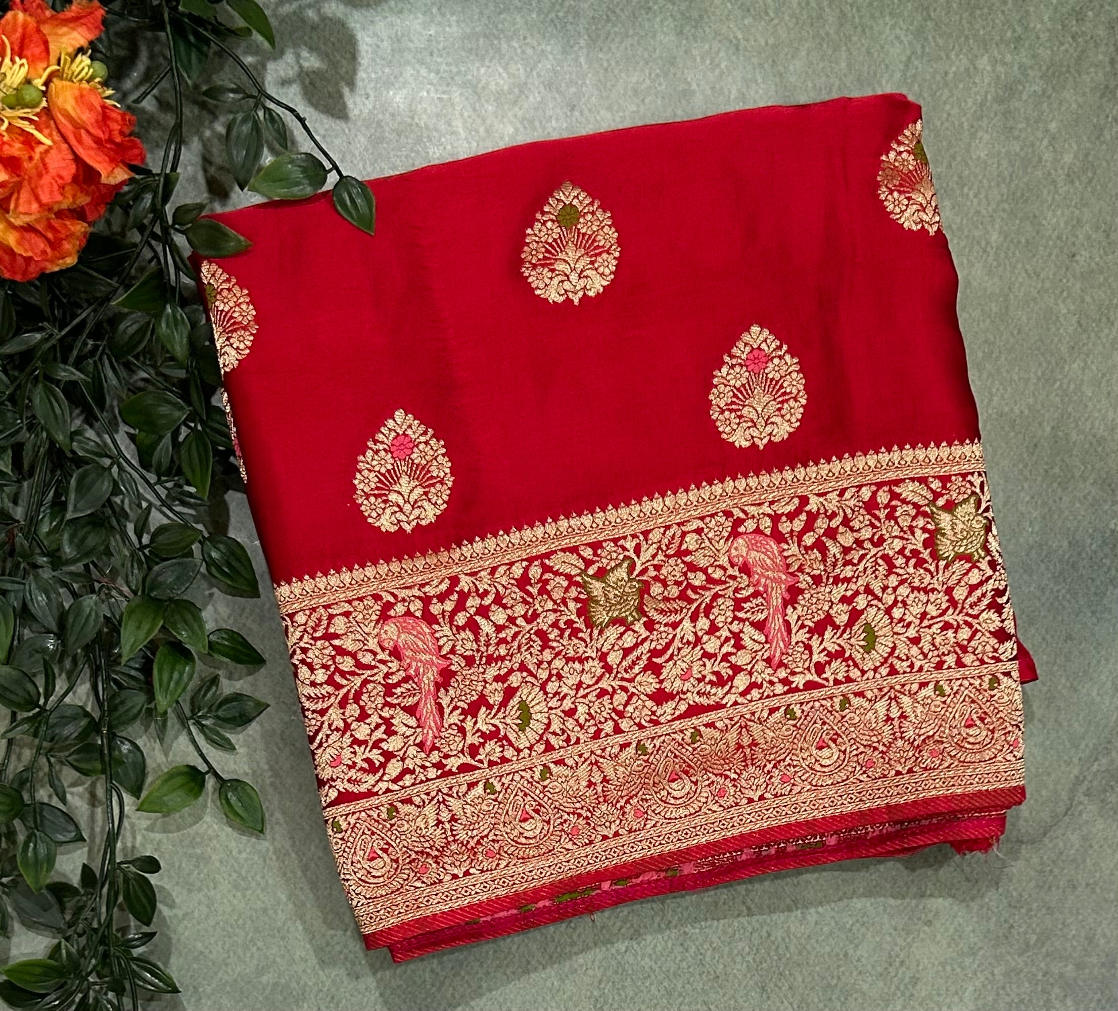 Red Meena satin Benarasi 103 saree