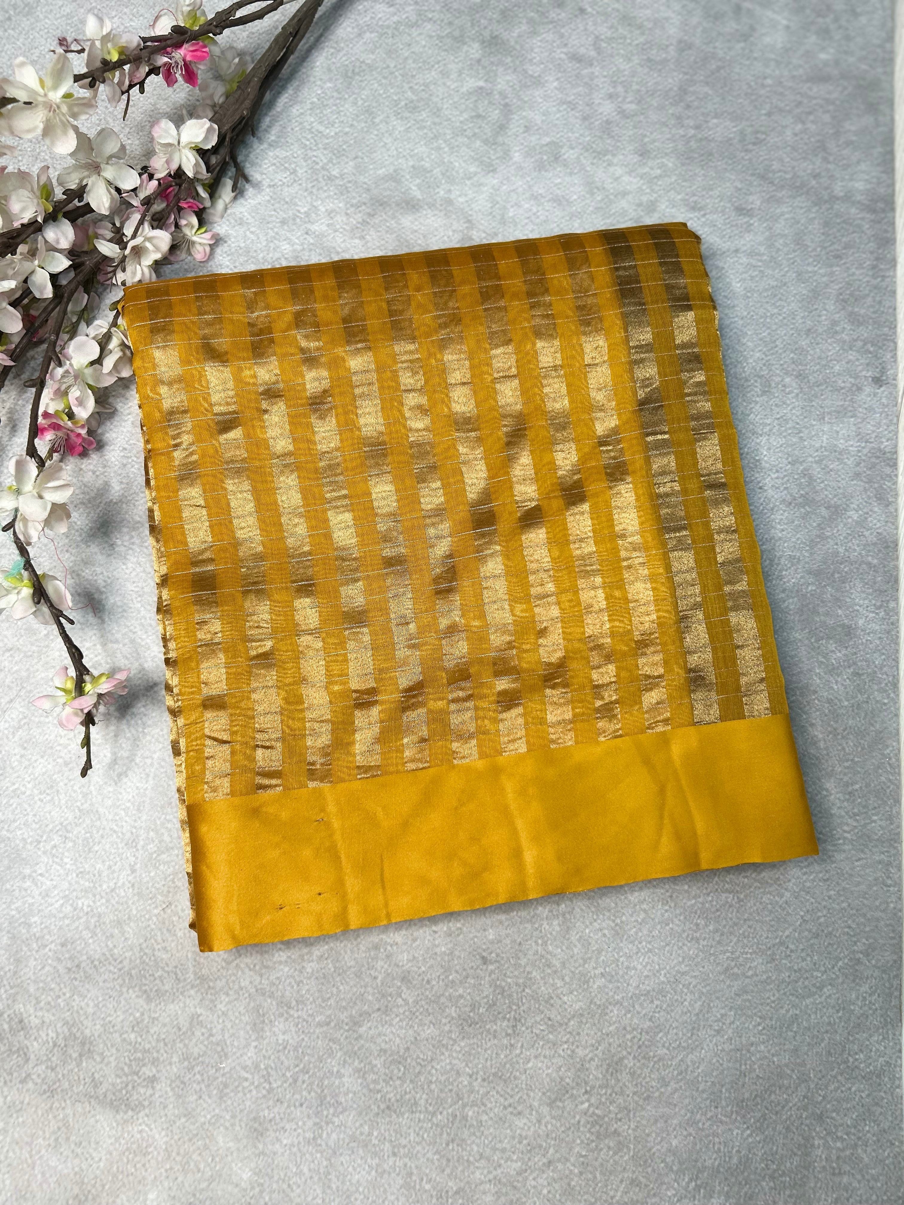 Yellow Pure organza tissue saree 101