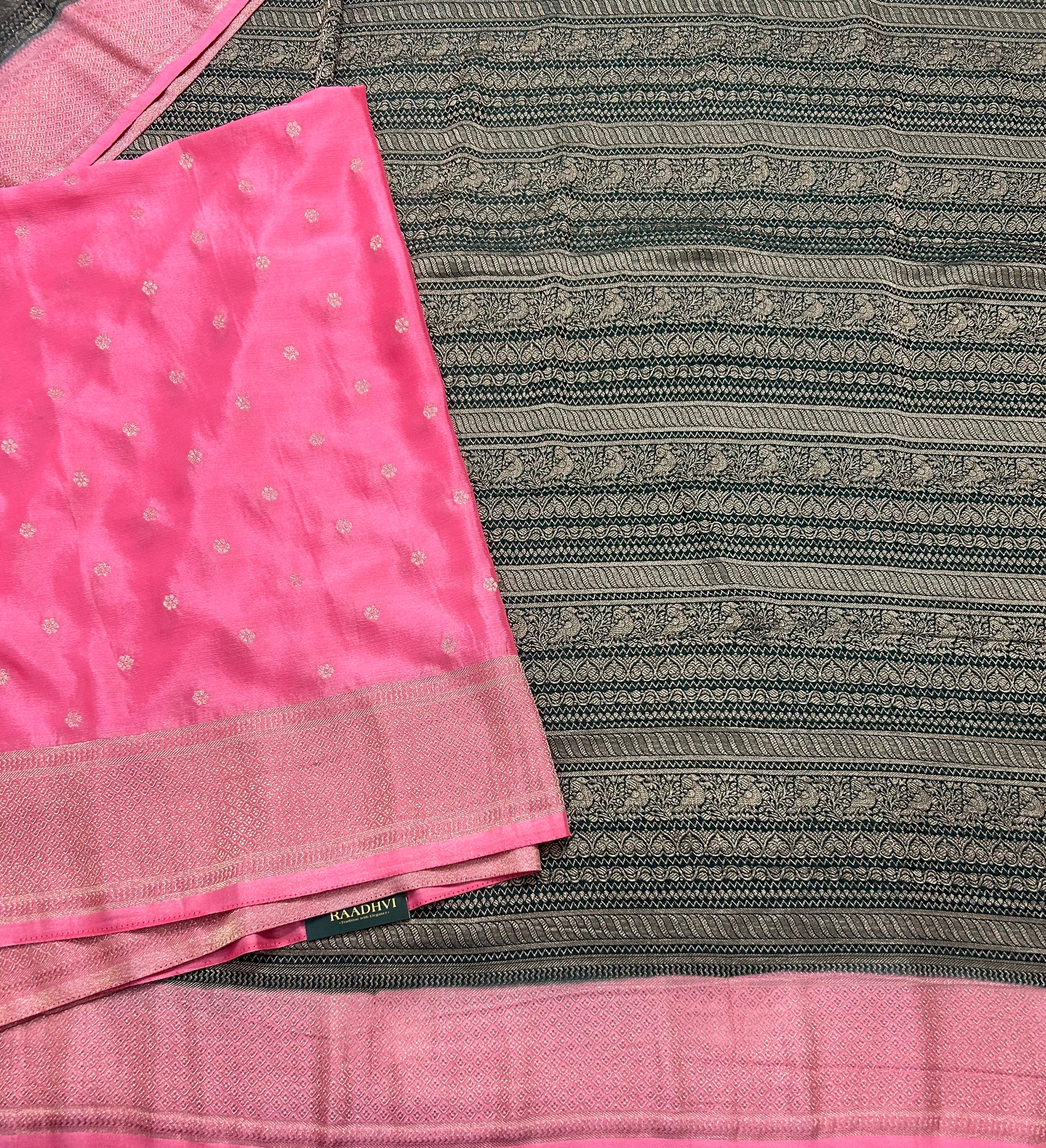 Bottle green brocade semi georgette 105 saree