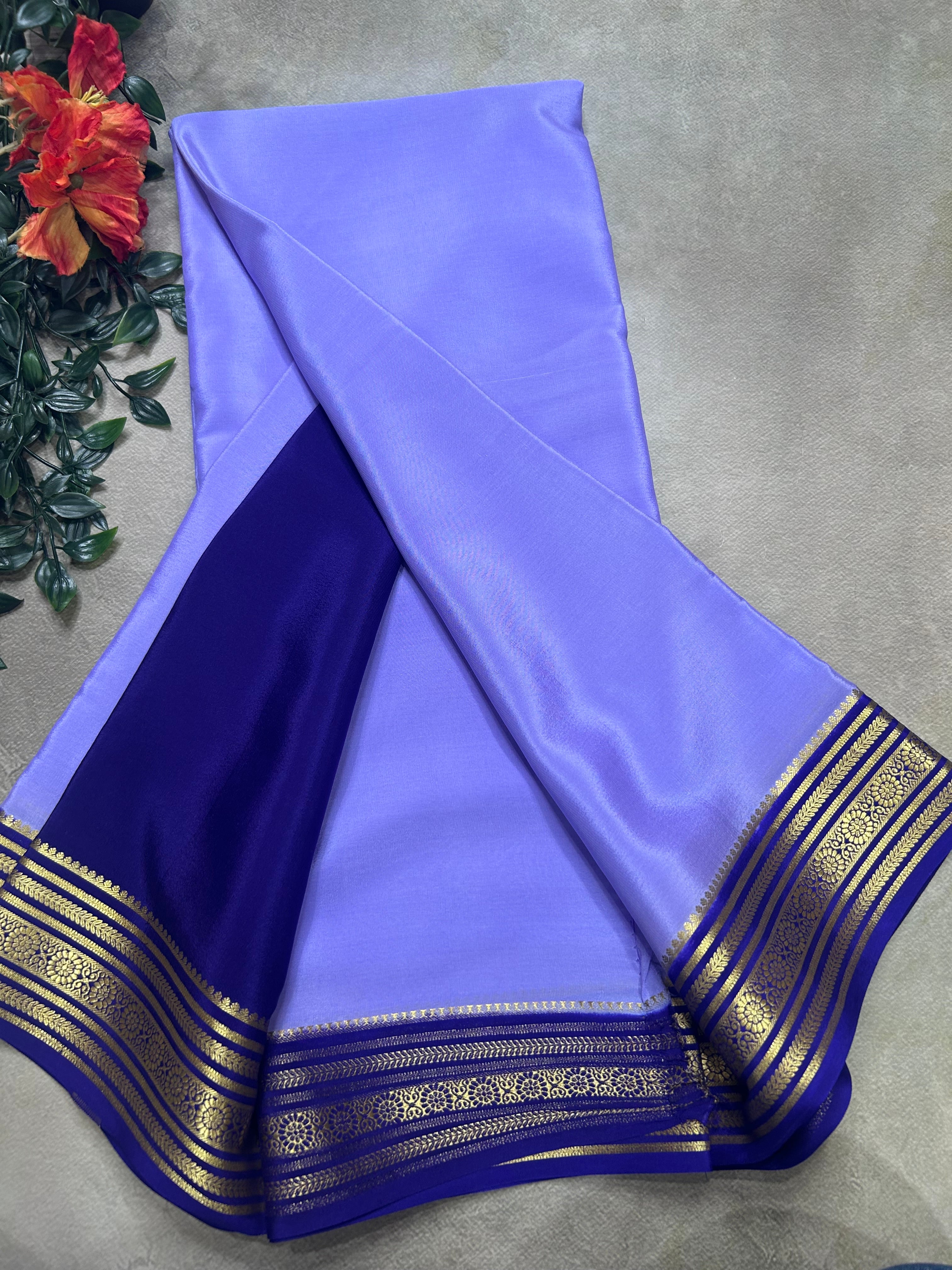 Lilac small border pure mysore silk saree(MSC106)