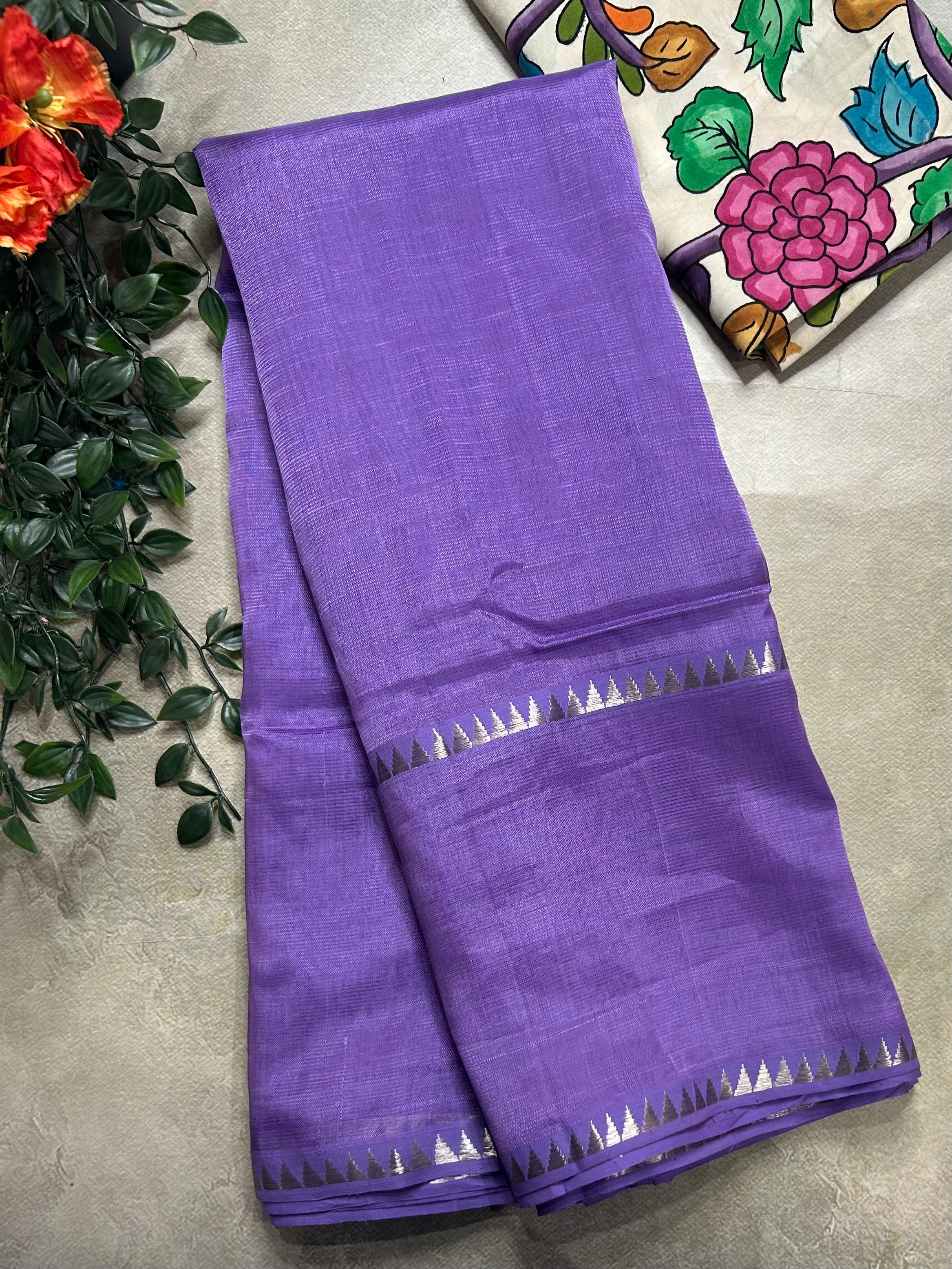 Light purple Bentex border pure mangalagiri 105 saree