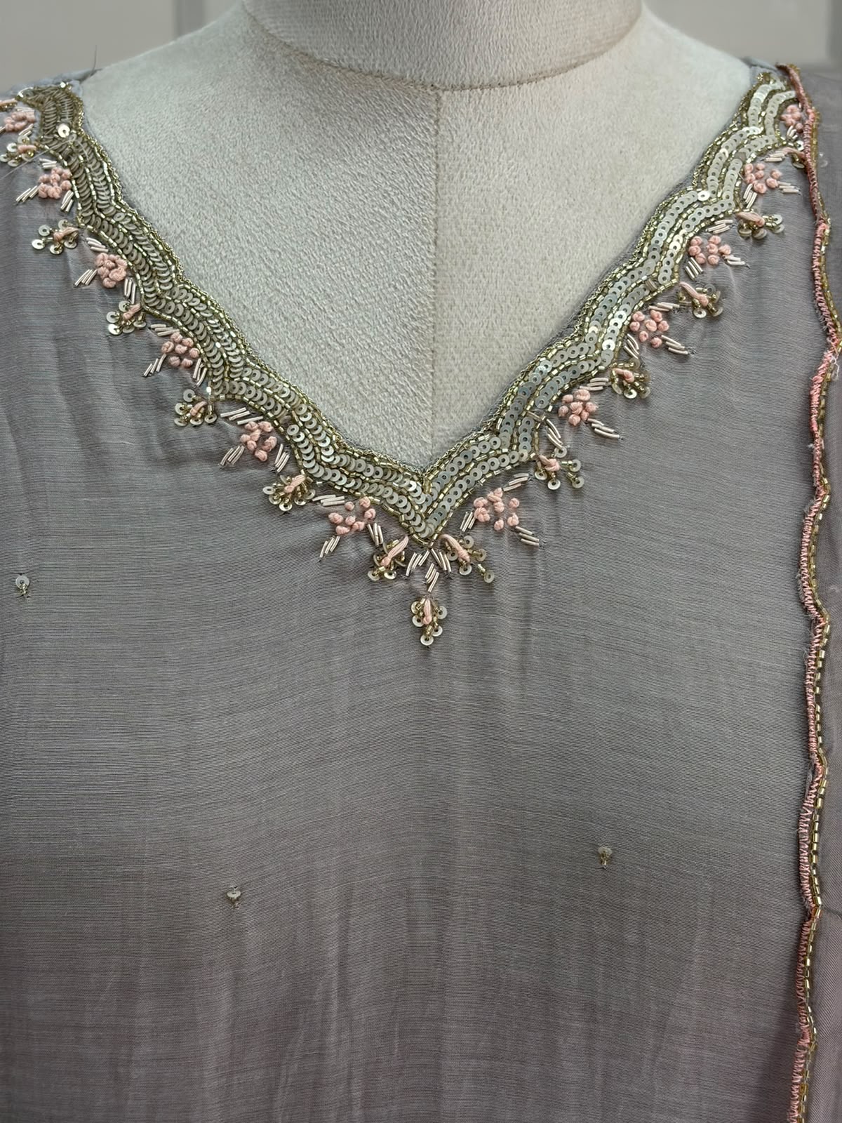 Grey Mul Chanderi  Airline Kurtha 898