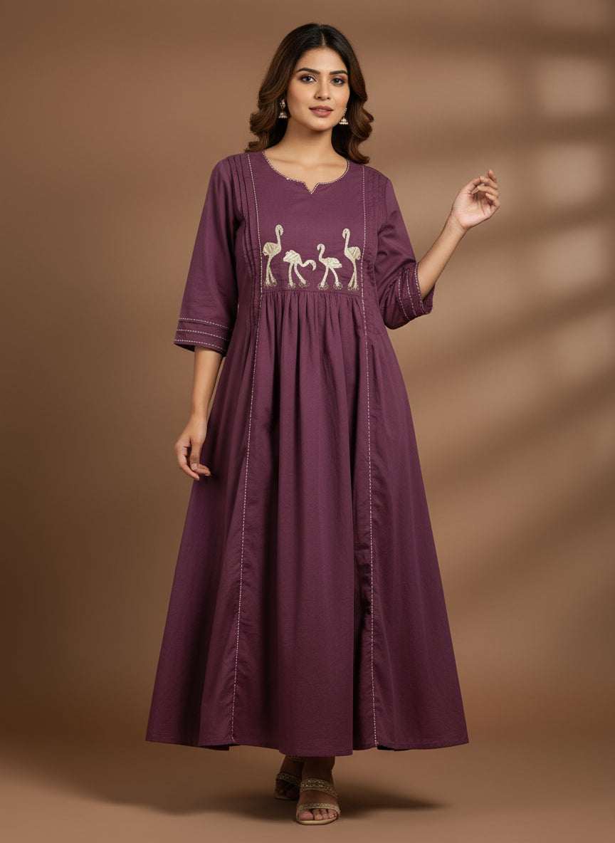 "Fami" Purple Mul Cotton Faminglo Kurtha 0011 set