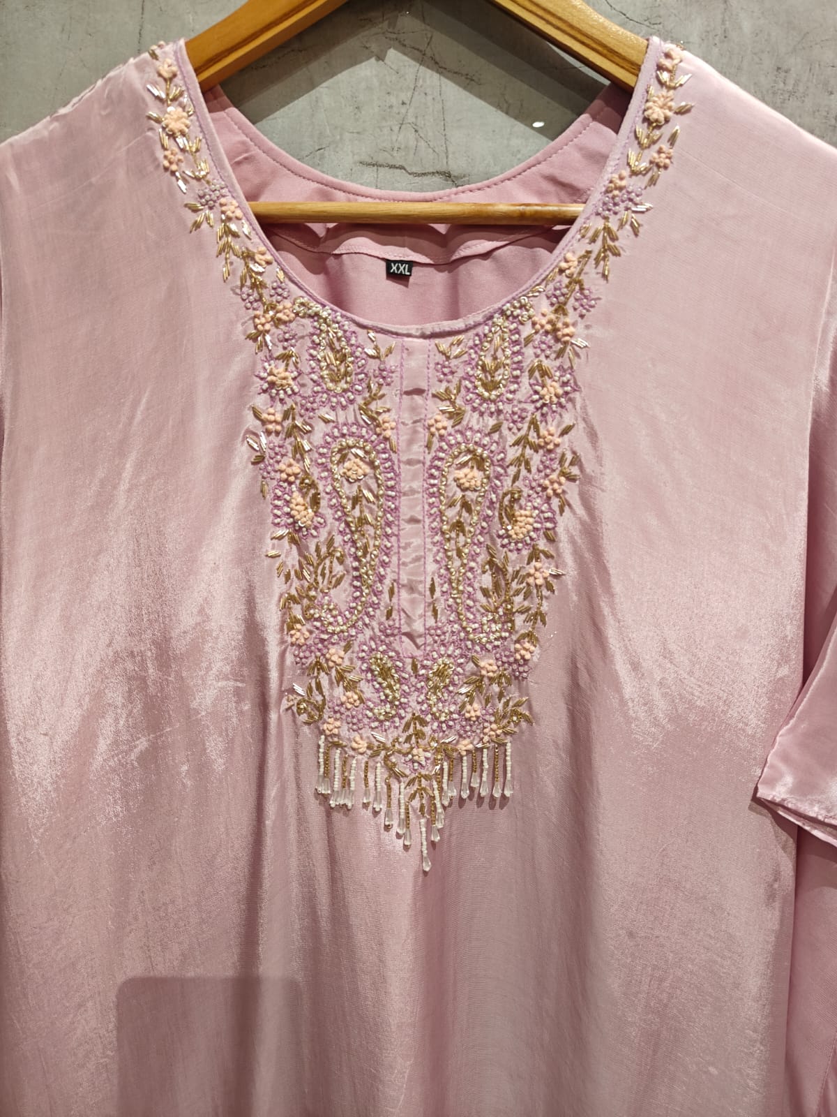 Lilac Kafthan handwork Kurtha