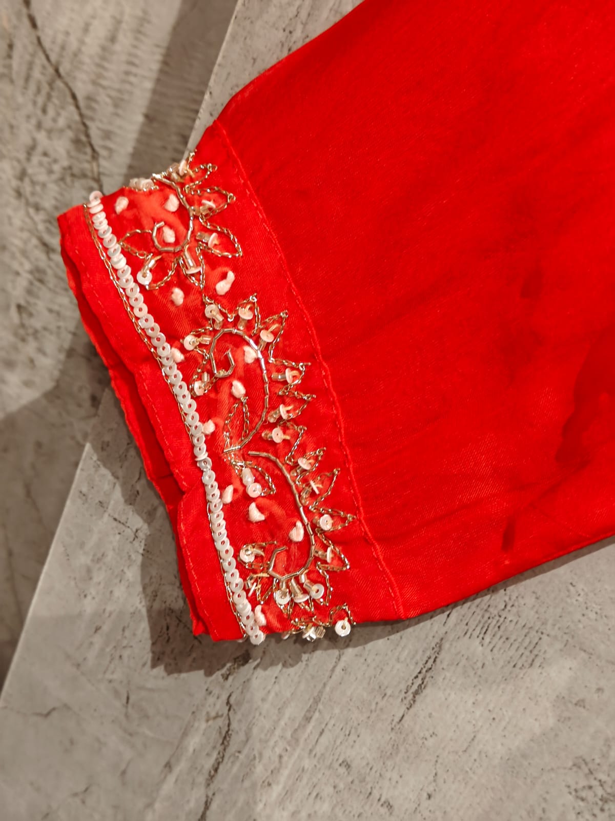 Red Organza Hand Embroidery Airline Kurtha 966