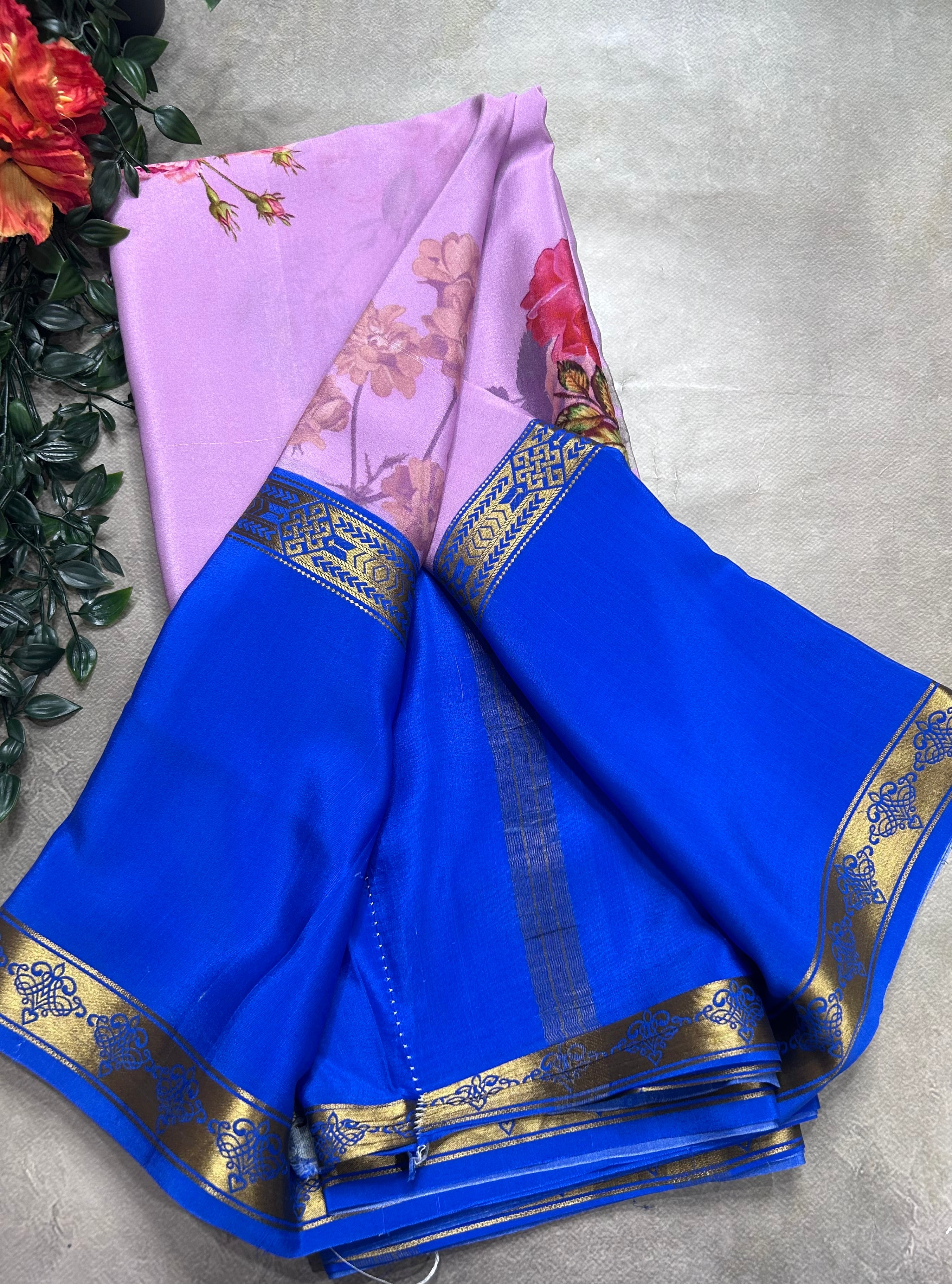 2D digital print pure mysore silk saree(DMS106)