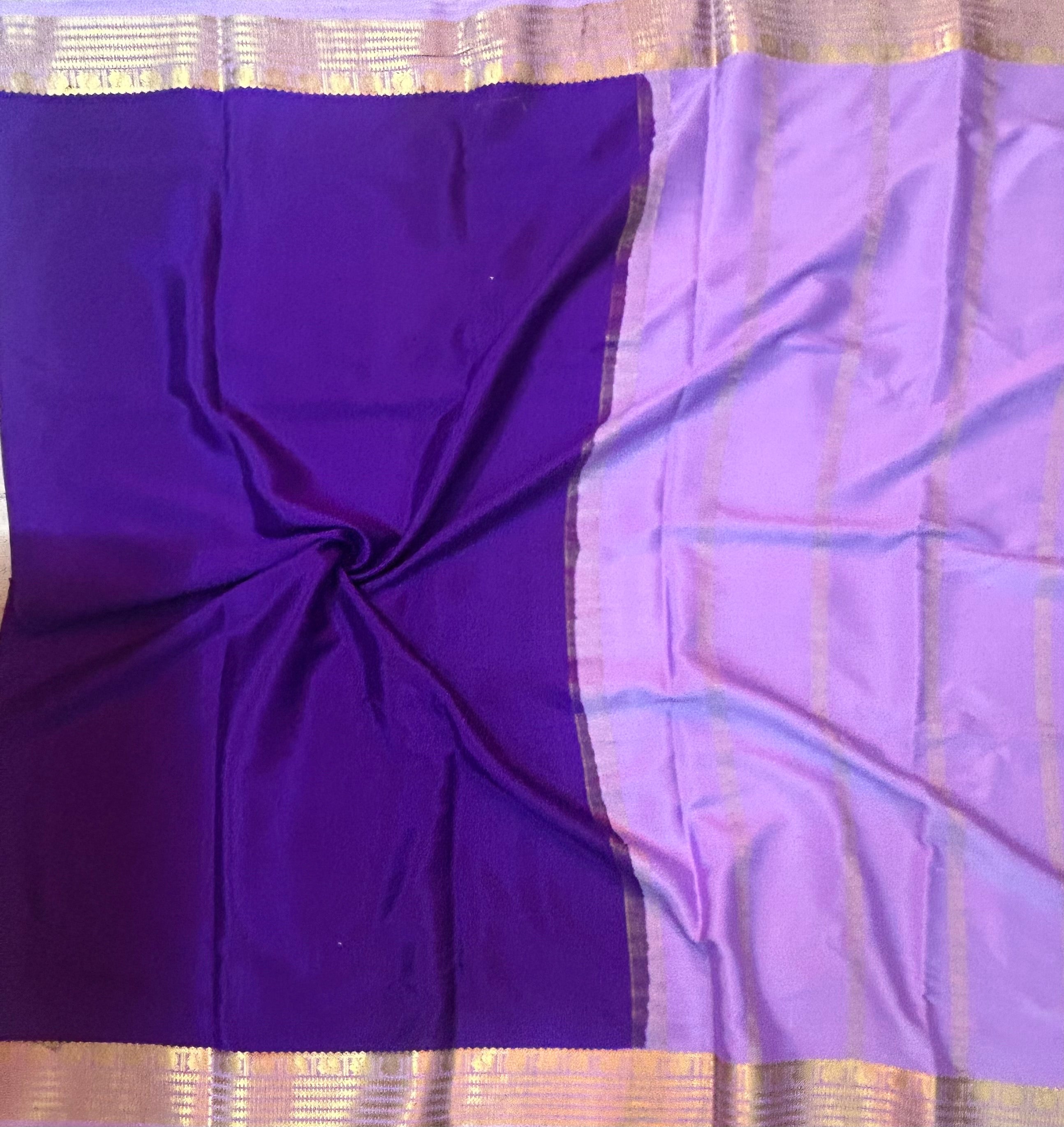 Purple n lilac stripes pure mysore silk-12 saree