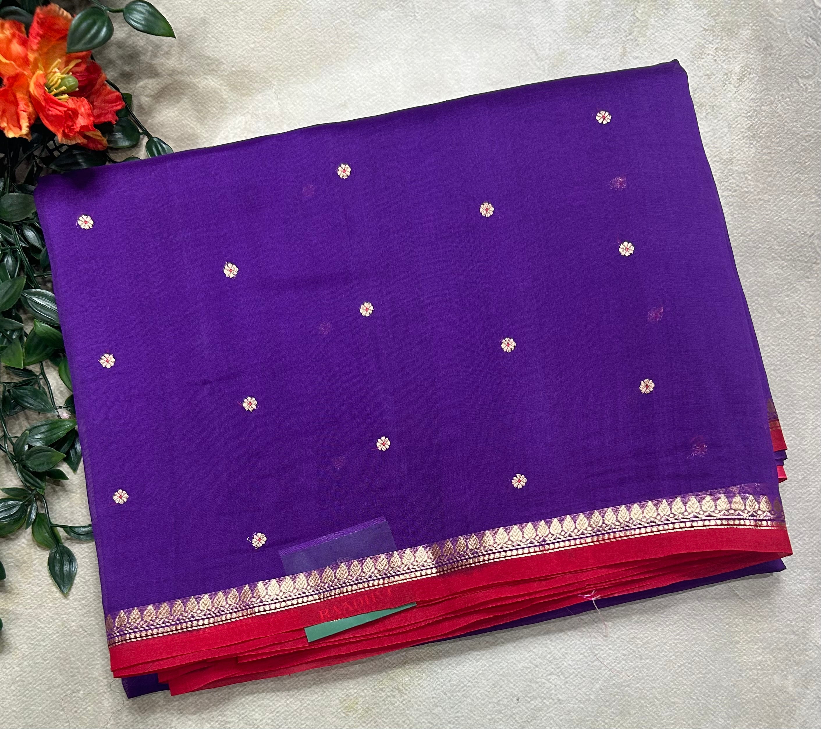 Purple pure kora 105 organza silk saree