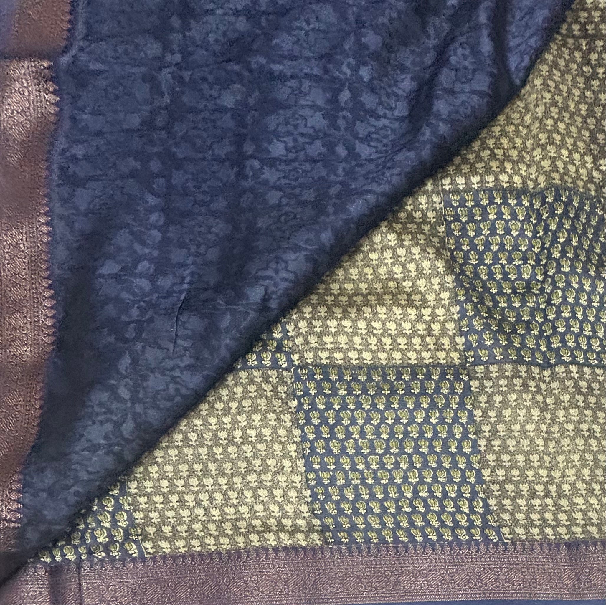Olive green small border soft Tussar crepe saree