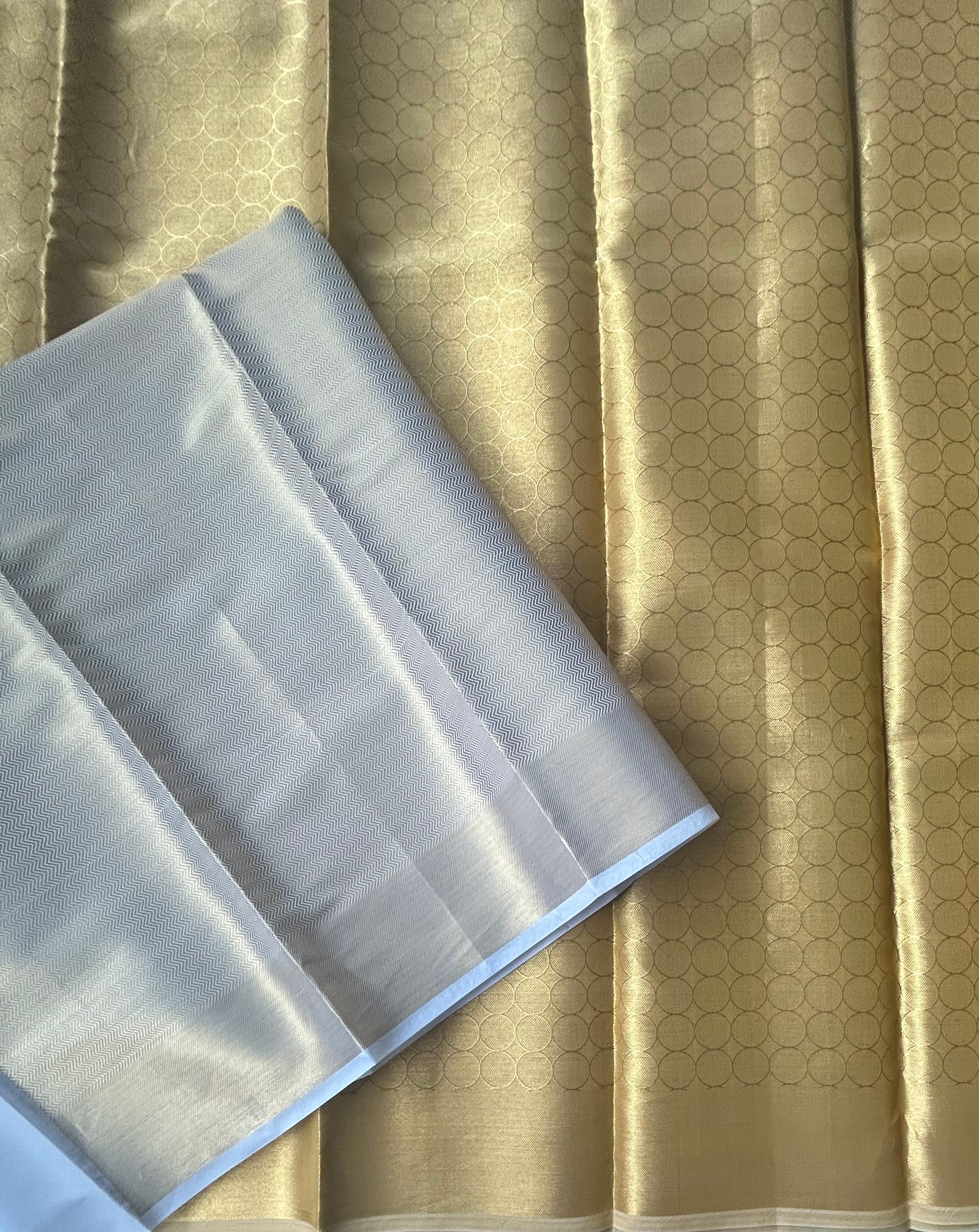 Golden brocade semi tissue saree