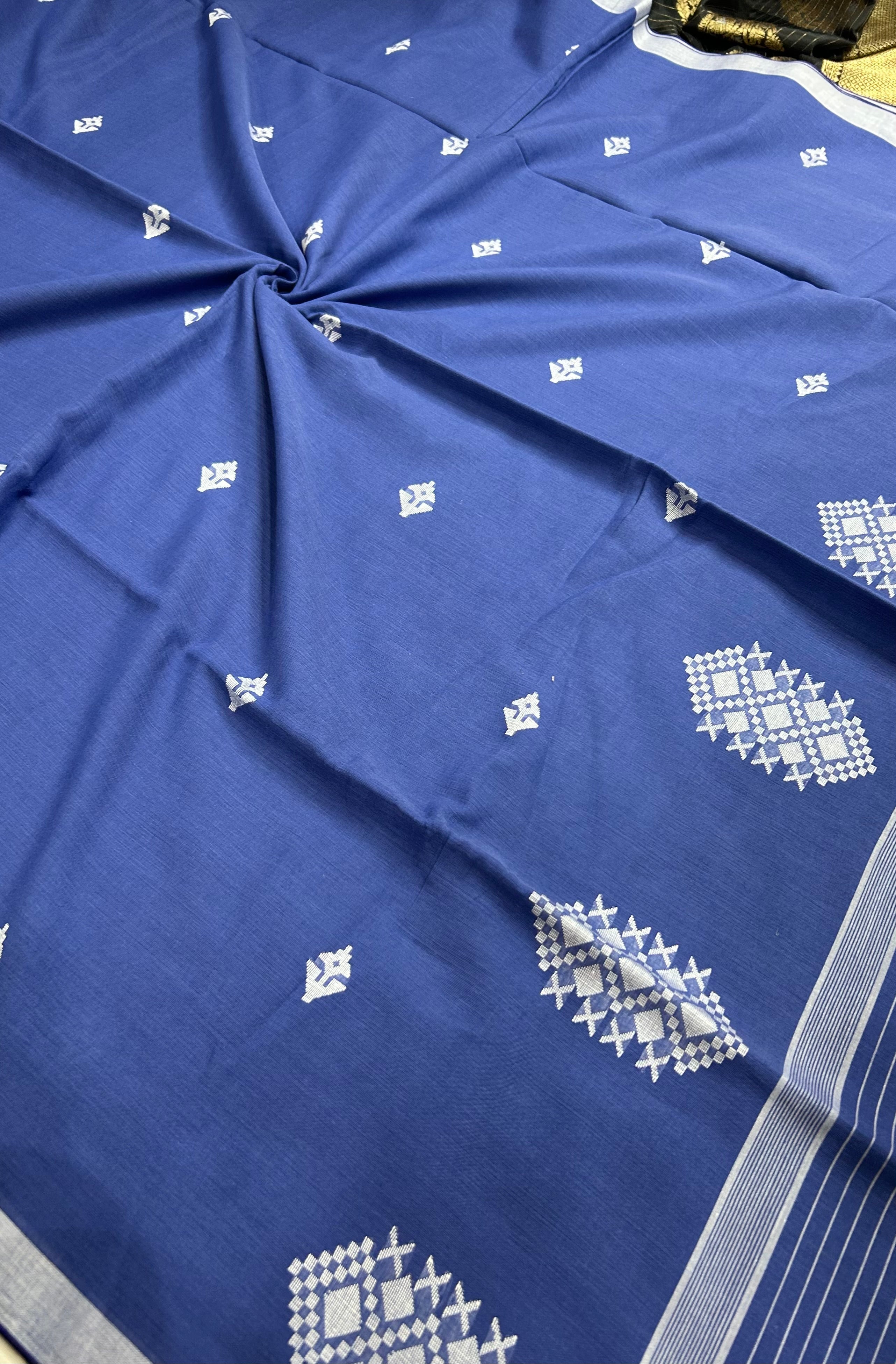Blue pure cotton jamdani 105 saree