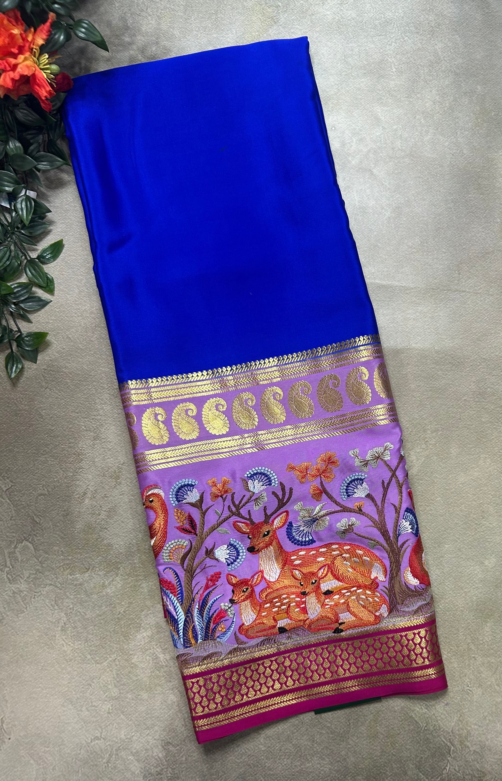 3D embroidery pure mysore silk-105 saree
