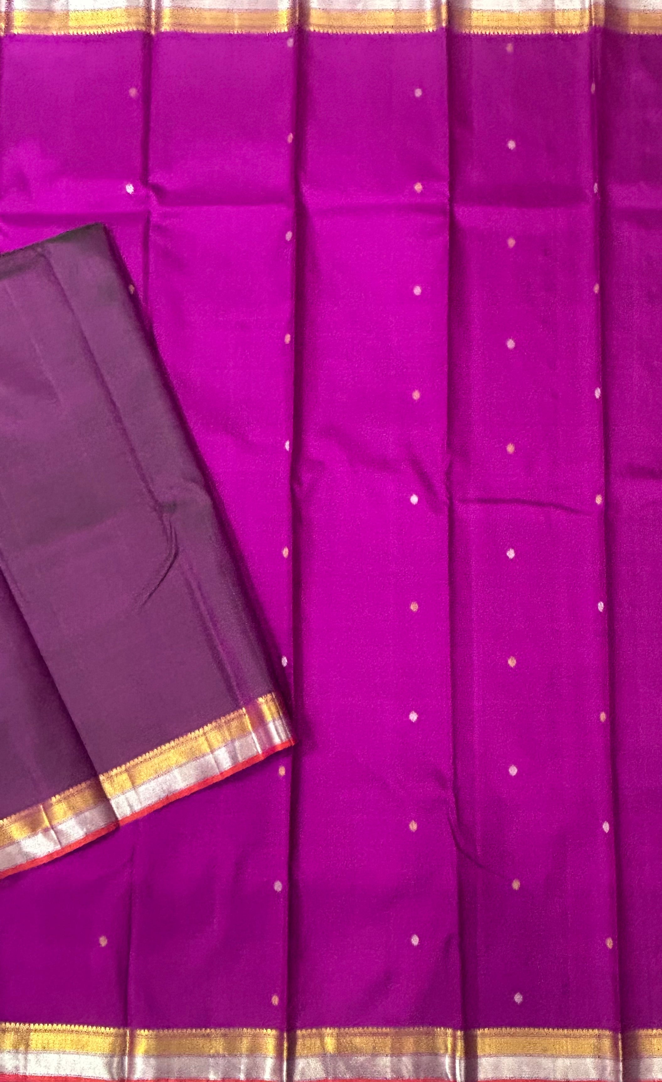 Megenta small  border pure kanchipuram silk saree
