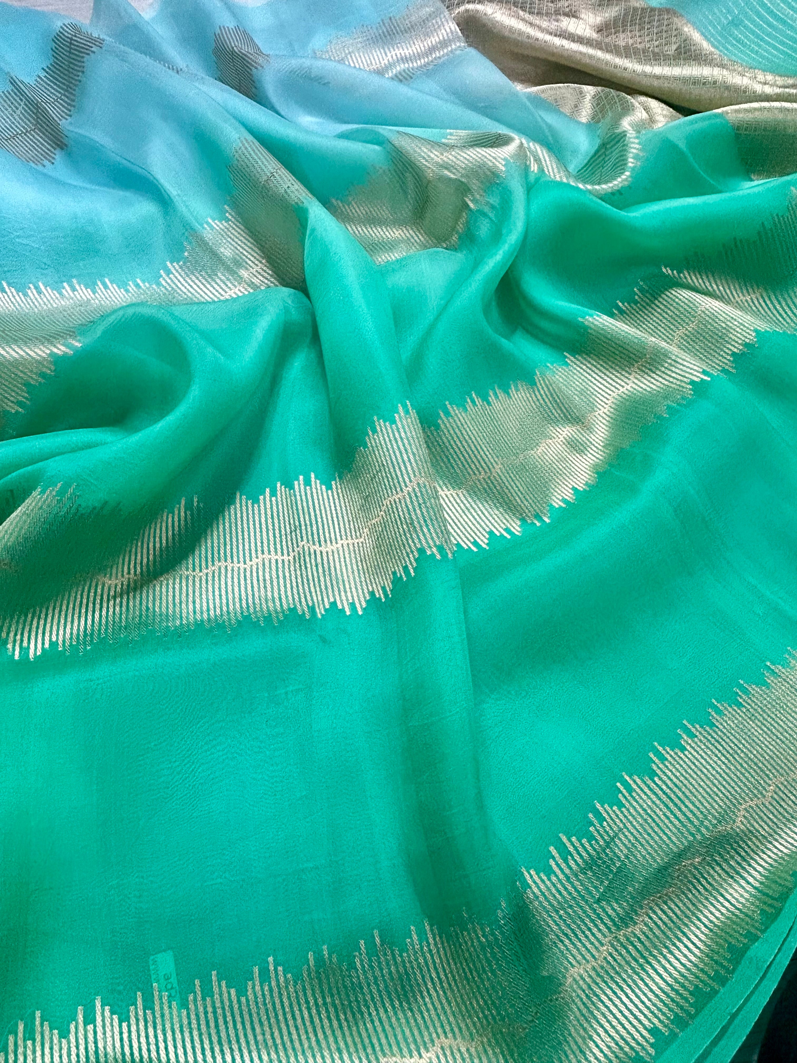 Multitone pure kora 104 organza silk saree