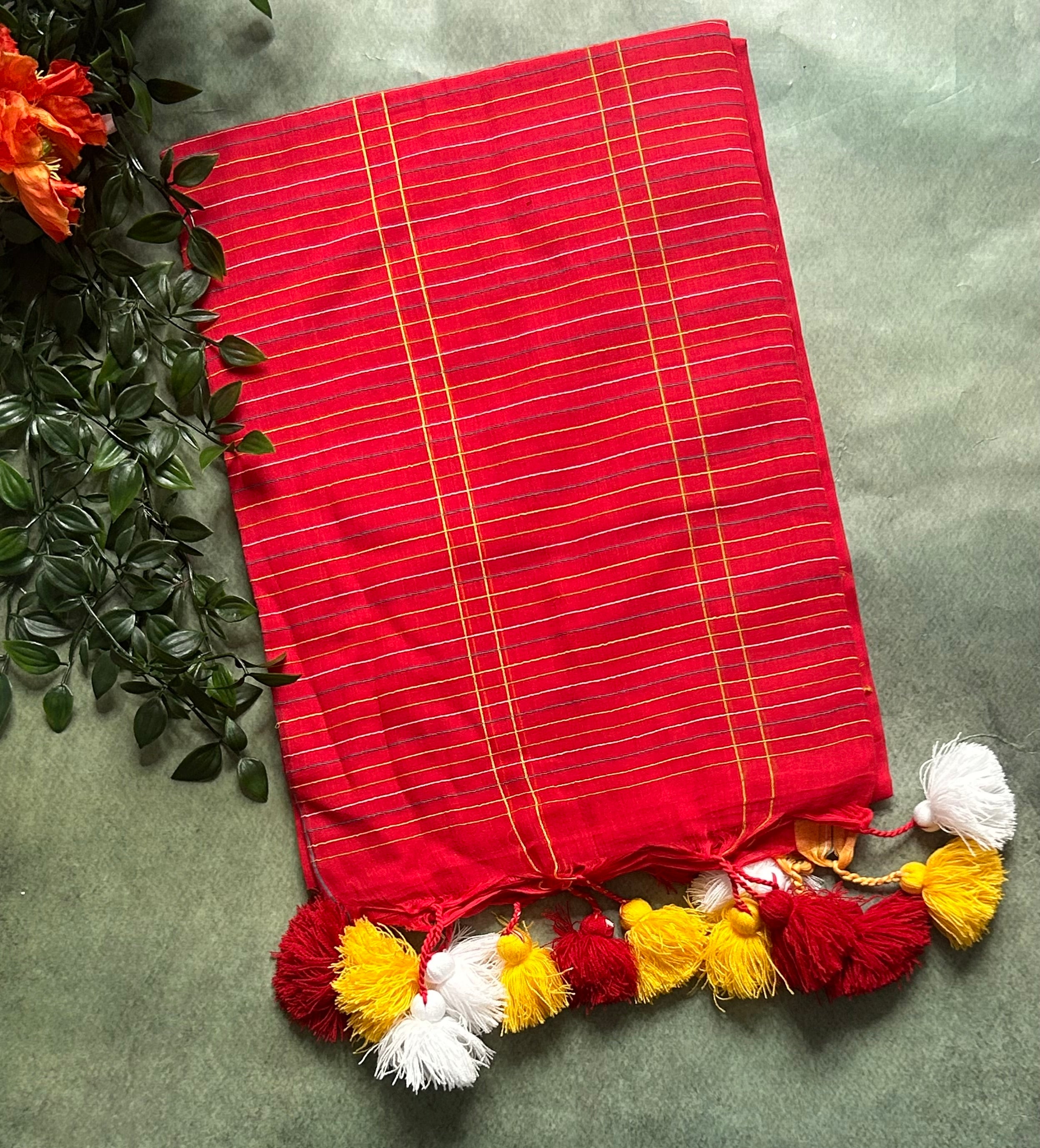 Red pure cotton 103 jamdani saree