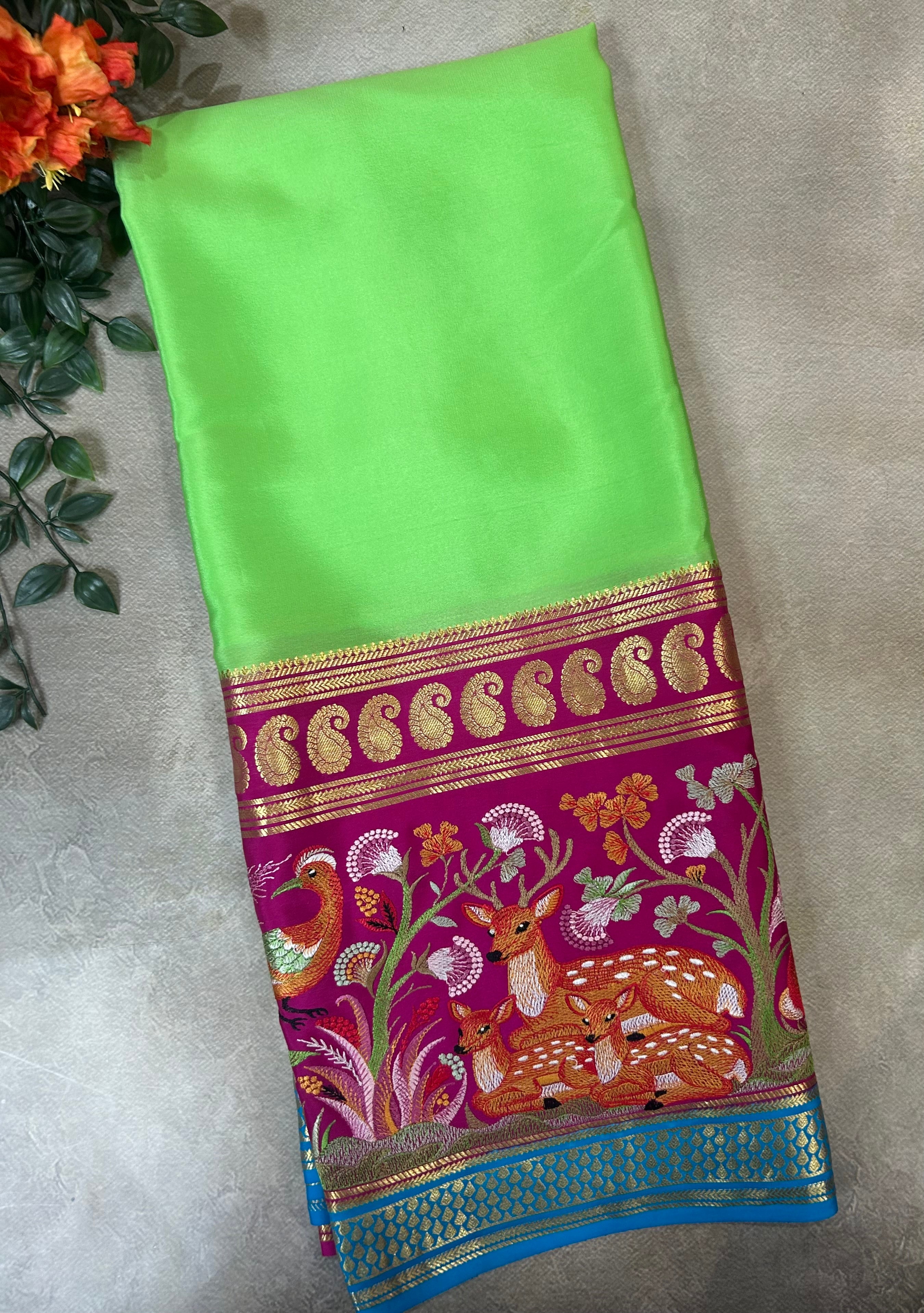 3D embroidery pure mysore silk-104 saree