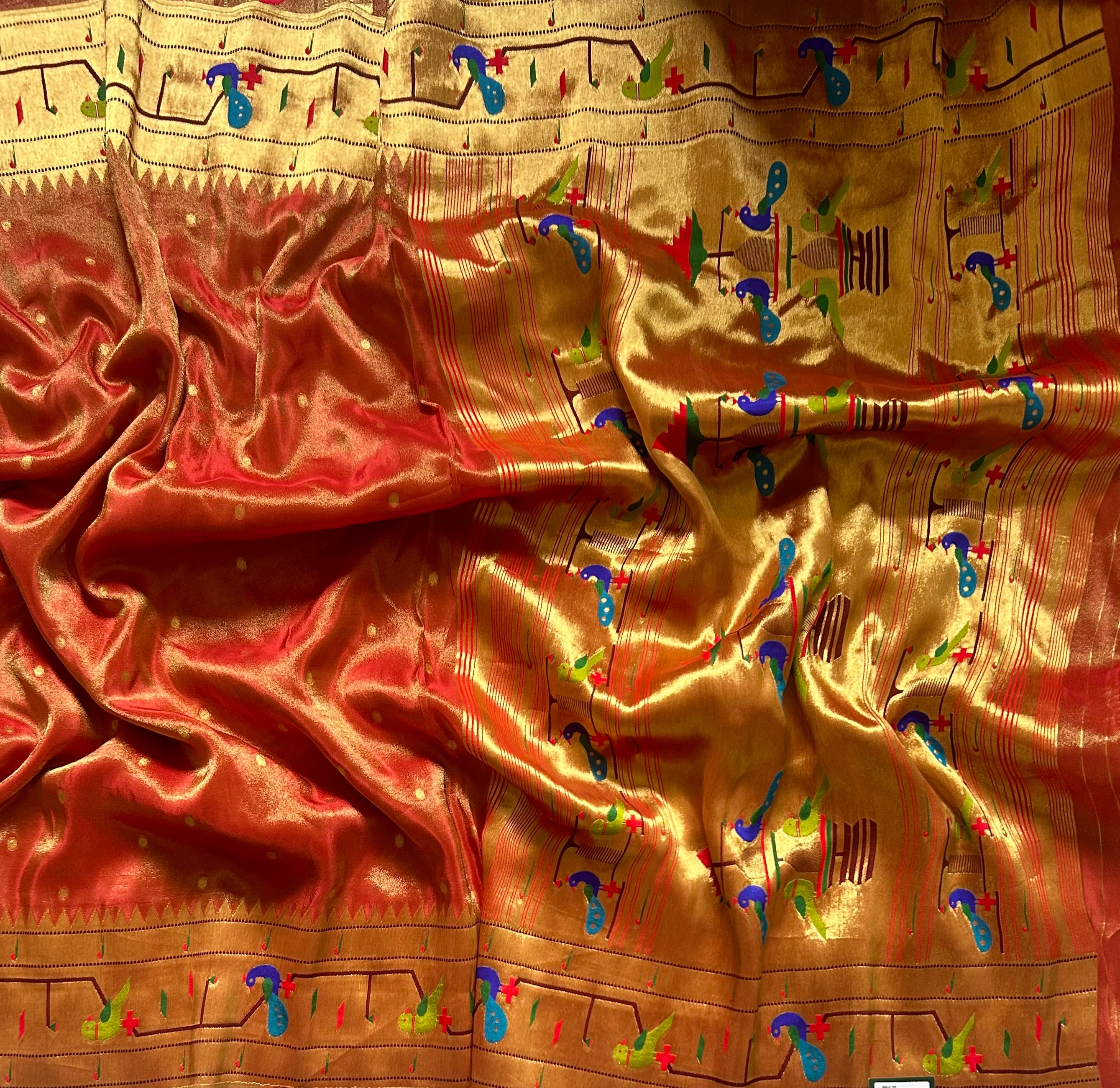 Maroon  small Butta tissue Paithani border 104 saree