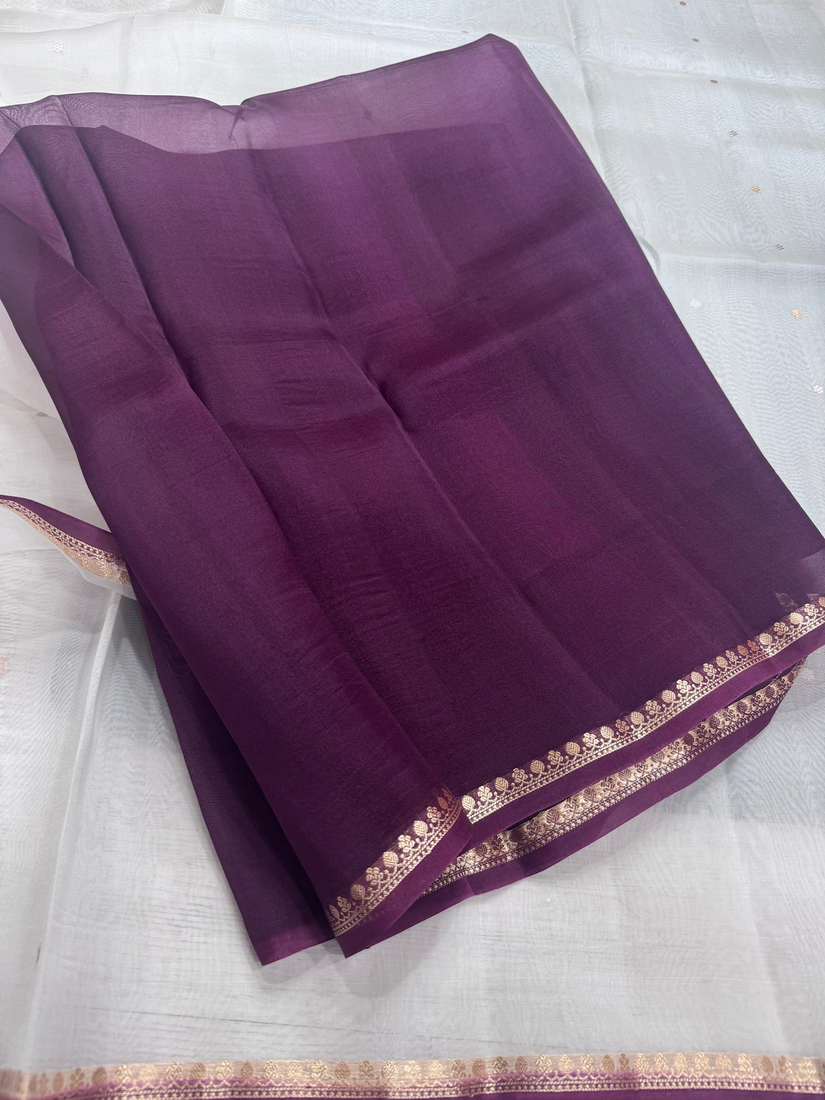 White n wine pure Kora Organza Saree 111