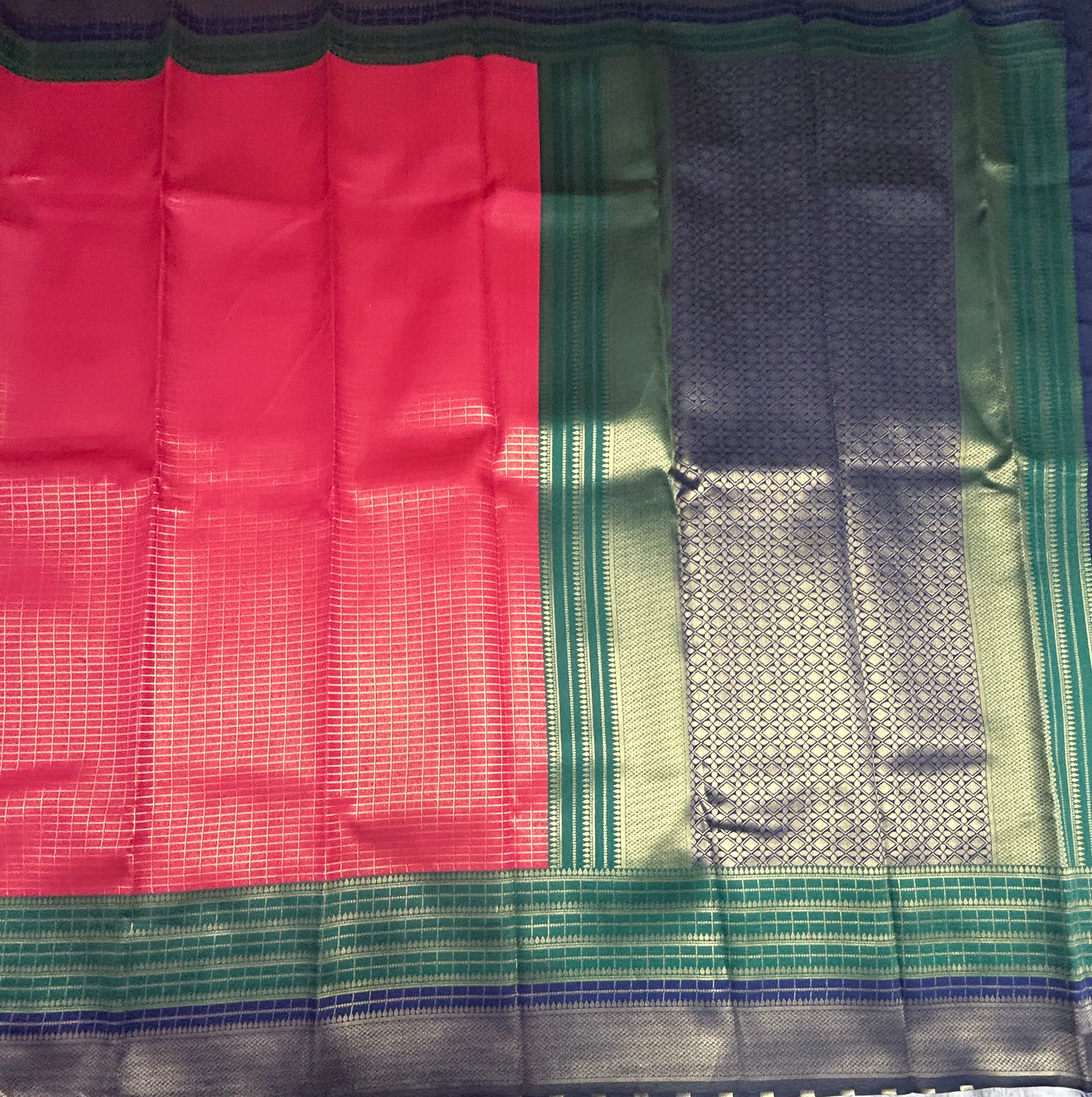 3d checks semi Mysore crepe silk saree
