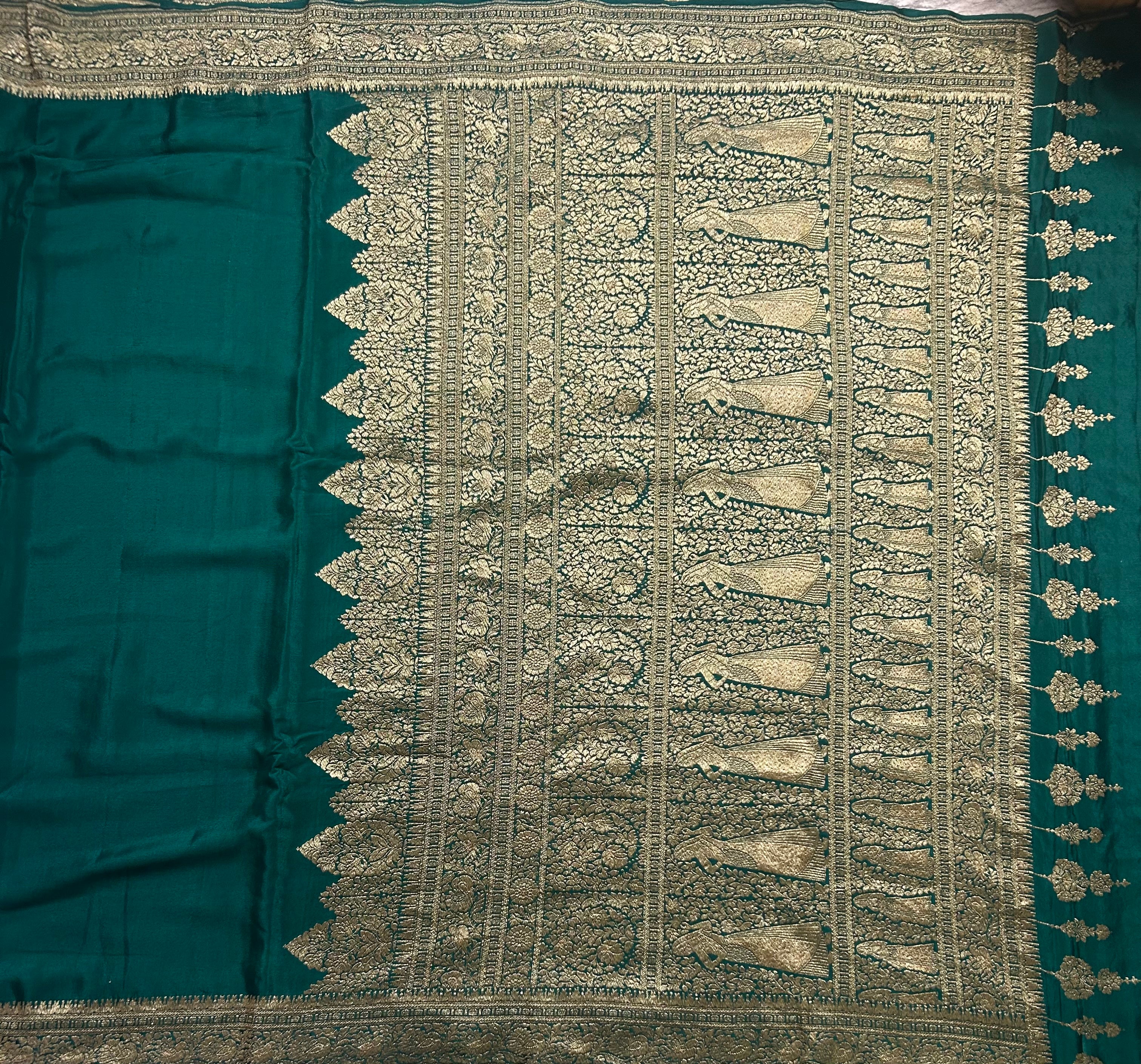 Green pure benarasi 103 crepe silk saree