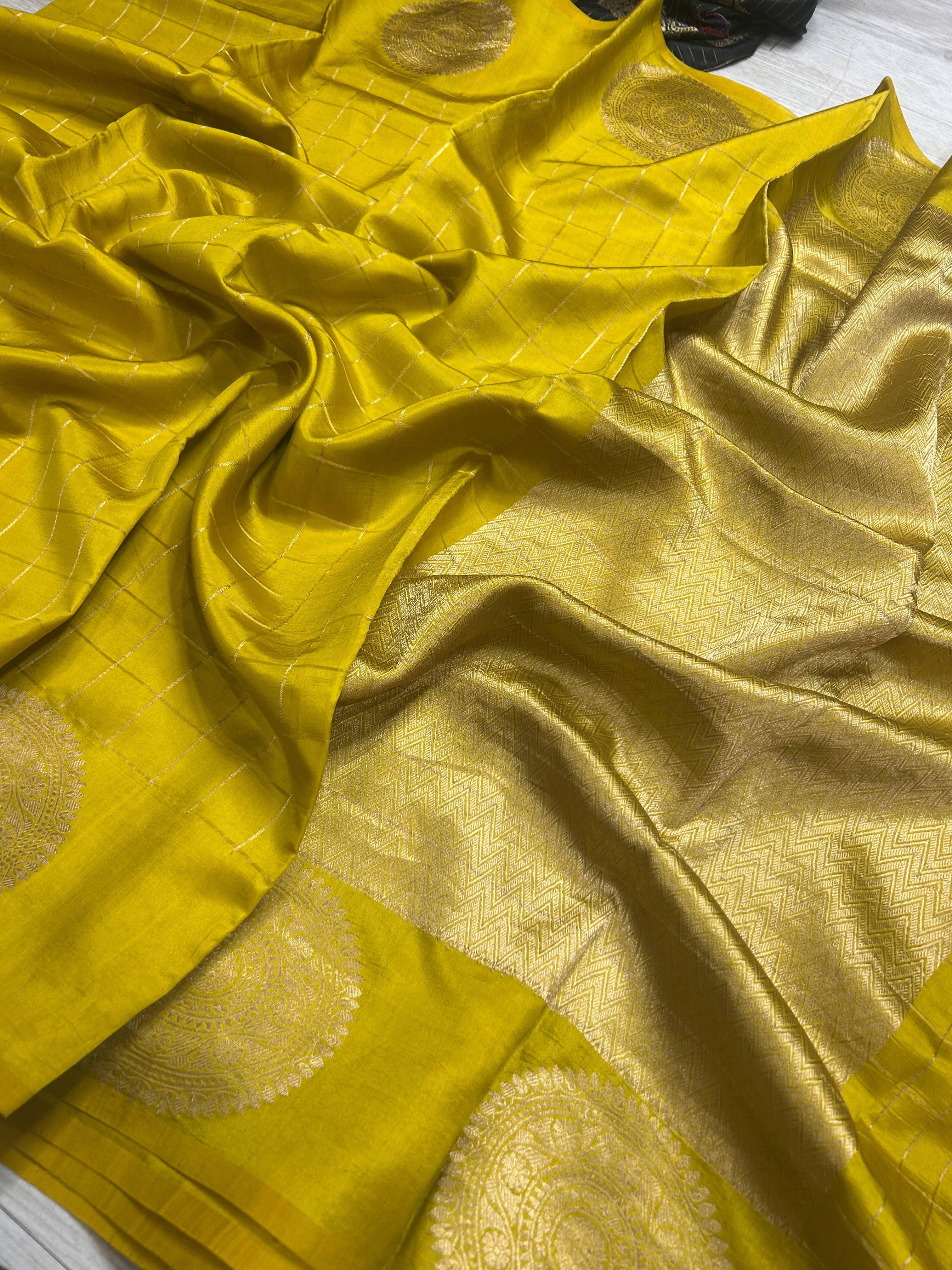 Yellow benarasi lightweight silk 105 saree