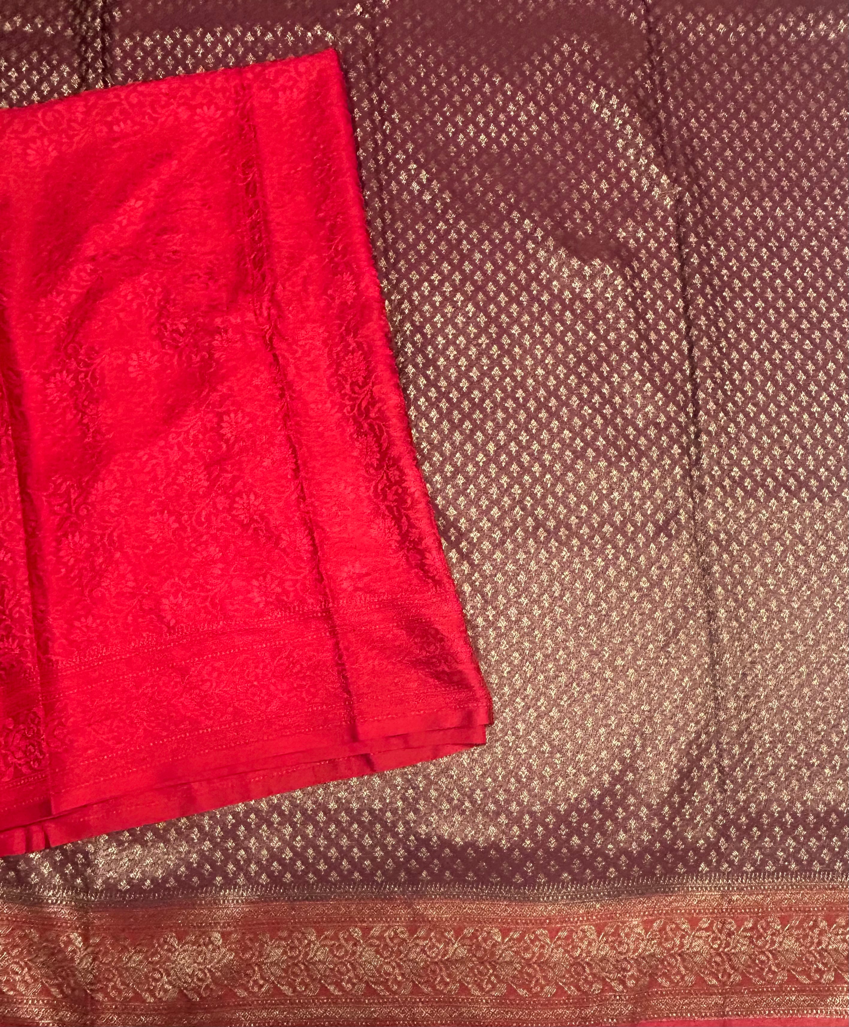 Maroon brocade dupion  benarasi-105 saree