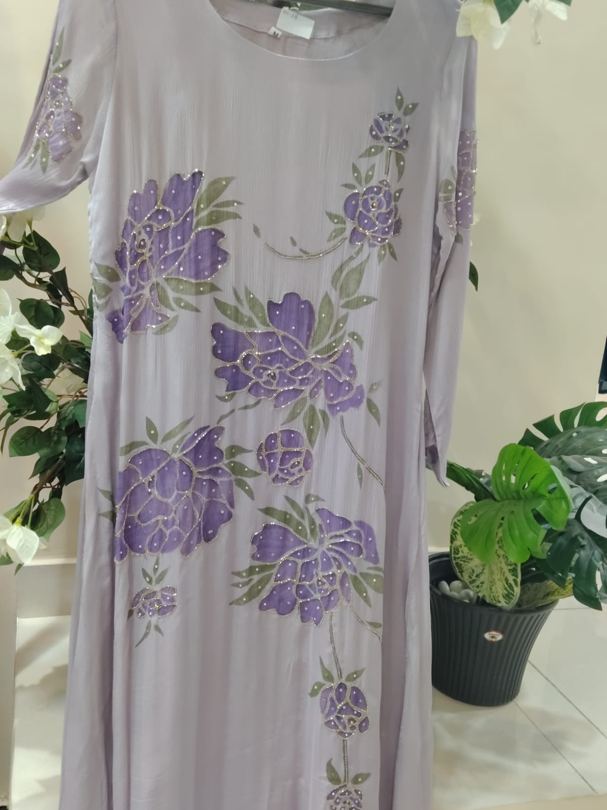 Purple Airline Chinnon Hand Embroidery Kurtha 765