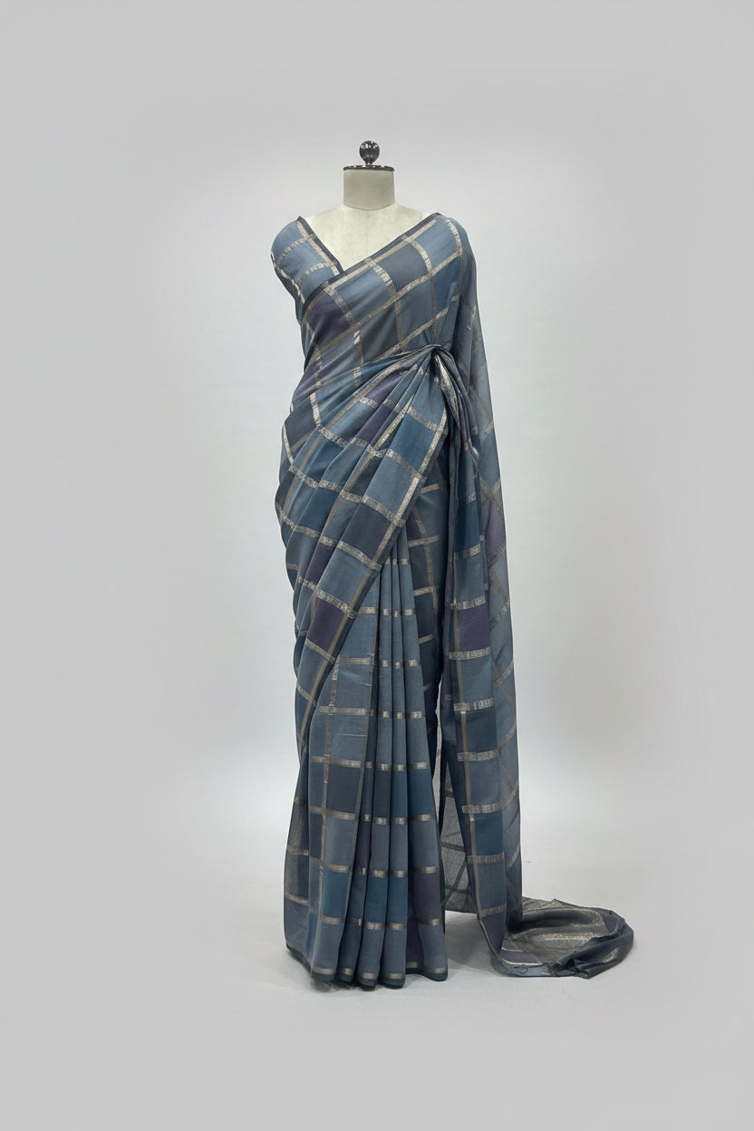 Rankart soft tussar crepe checks 105 saree