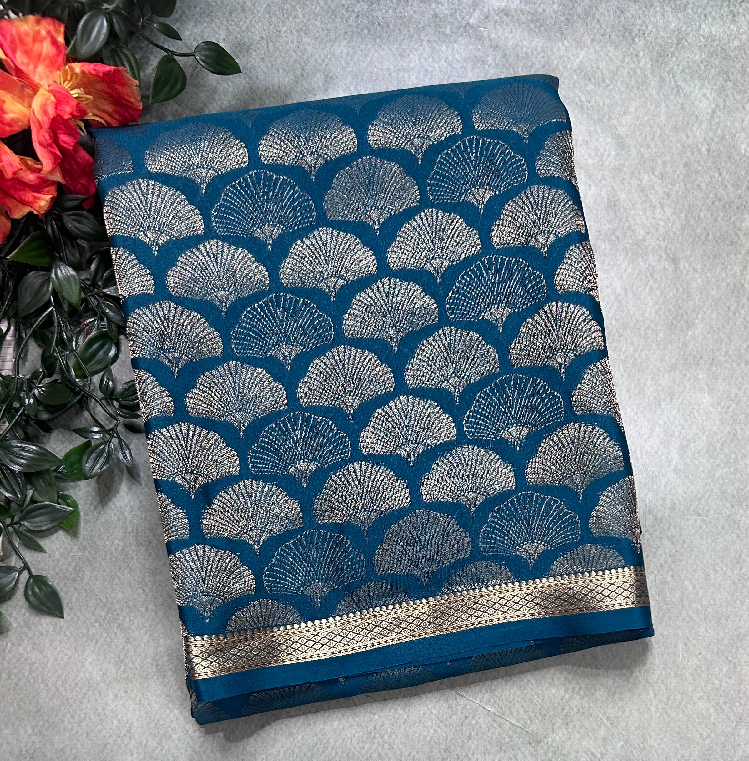 Rama green brocade Pure Mysore Silk 106 Saree